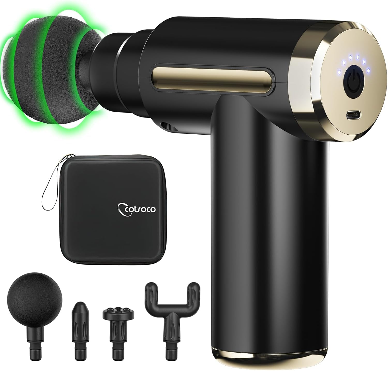 Jancane Mini Massage Gun Deep Tissue Muscle Massager with 6 Speeds 4 Heads Super Quiet Handheld Percussion Massager