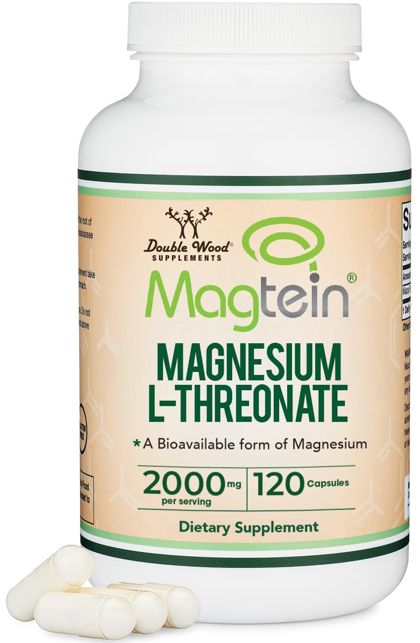 Magnesium L Threonate Capsules - High Absorption Generic Supplement - Most Bioavailable Form - 2,000 mg - 100 Capsules