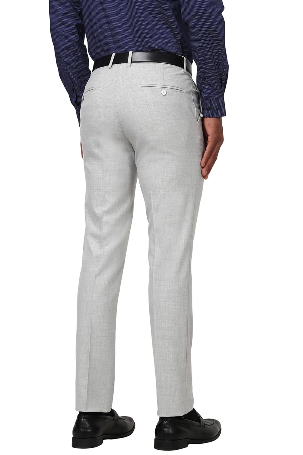 Peter England Men's Mid Rise Slim Pants (PETFWNSP312938_Light Grey, 34) - Image 3 thumbnail