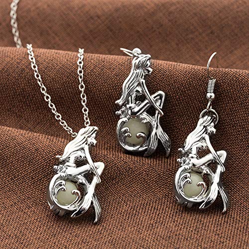 MYANAIL Mermaid Luminous Pendant Necklace for Women Teen Girl Gift Jewelry (Green) - Image 5