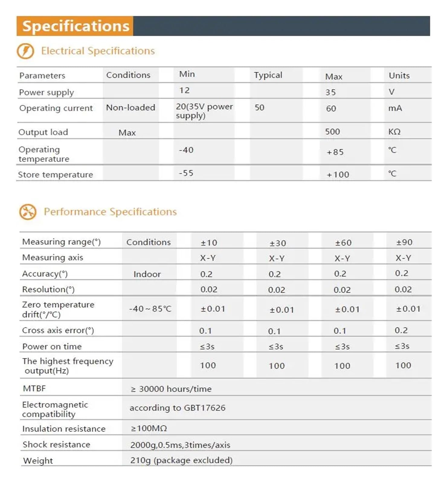 BWK228 BWK220 Inclinomètre à Deux Axes 0-5 V 0-10 V 4-20 mA 0-20 mA 0-24 mA Capteur d'angle d'inclinaison à 2 Axes Capteur de Niveau à clinomètre biaxial(0-10V(Default Range))
