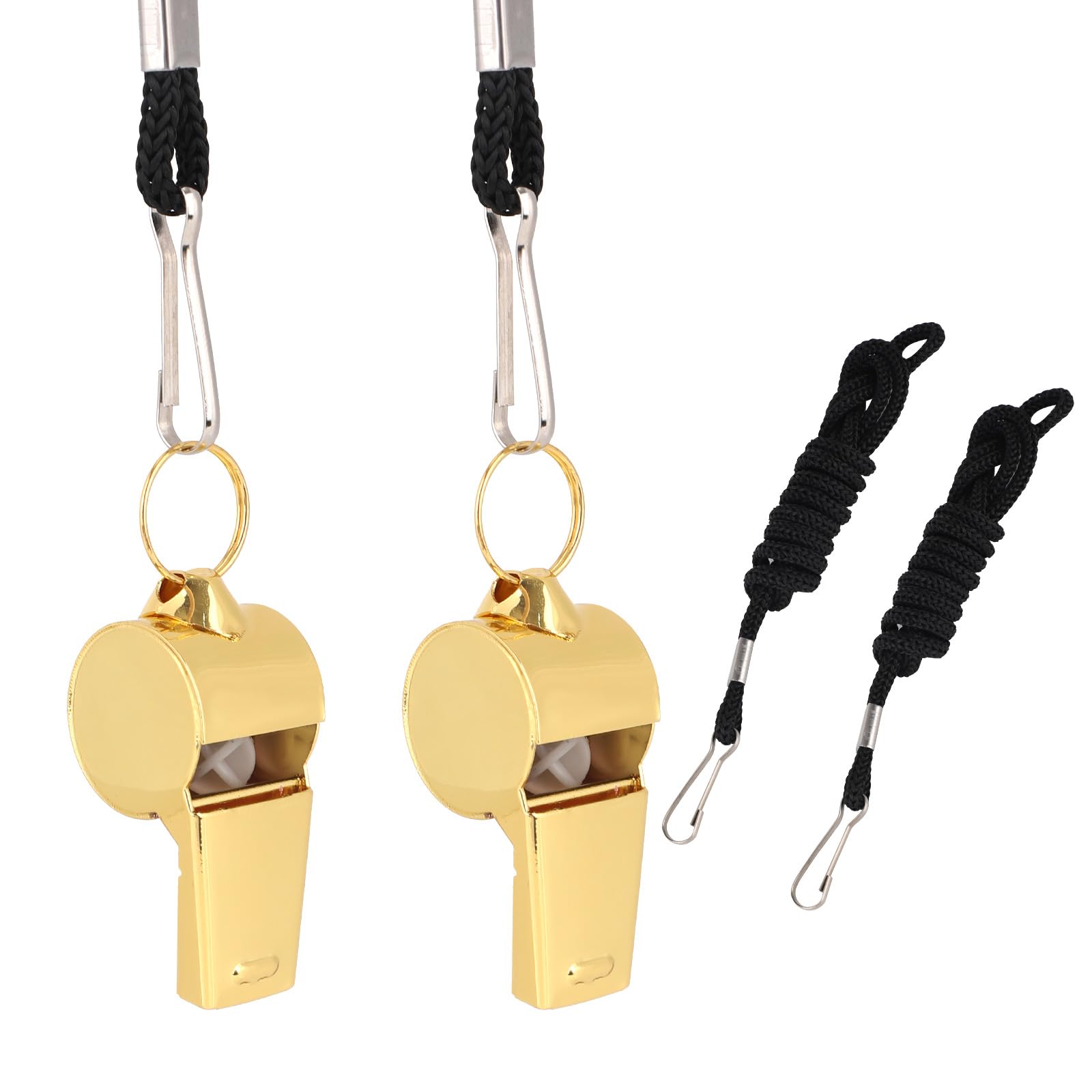 Lot De 2 Sifflets De Sport En Acier Inoxydable – Son Puissant 120 DB, Cordon Nylon, Pour Arbitres Et Entraîneurs