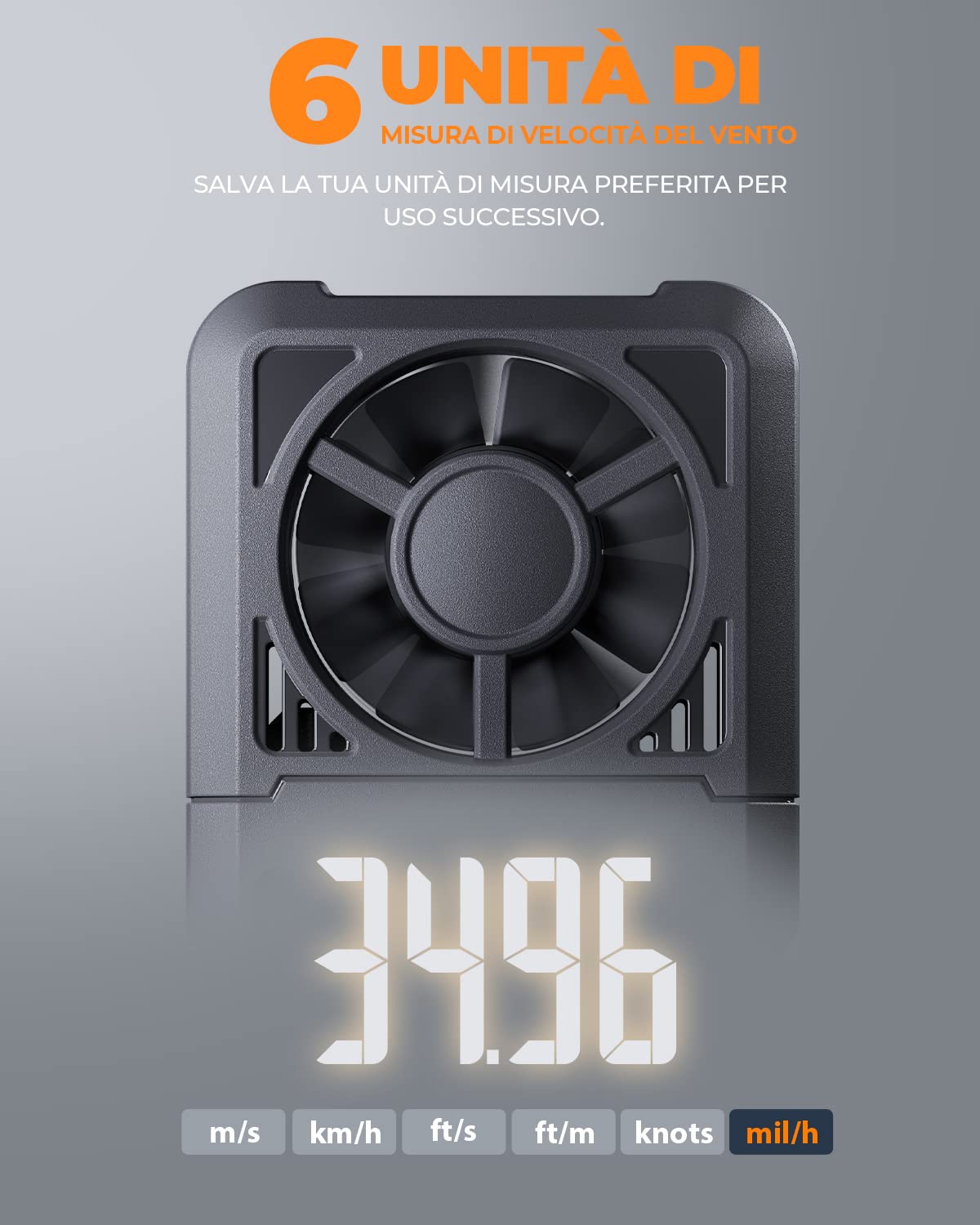 TopTes TS-301 Anemometro Misuratore di velocità del vento con display LCD da 2,26 pollici Temperatura e Umidità del vento, Regalo per riprese, HVAC, Drone volante