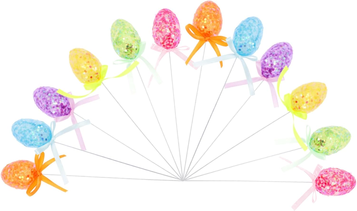 12pcs Easter Eggs Fake Egg Flower Bouquet Artificial Easter Egg Stems Spring Floral Picks Stems Aritificial Flower Bouquet Flower Arrangement Egg Sticks Plastic Cutting 6cm Child