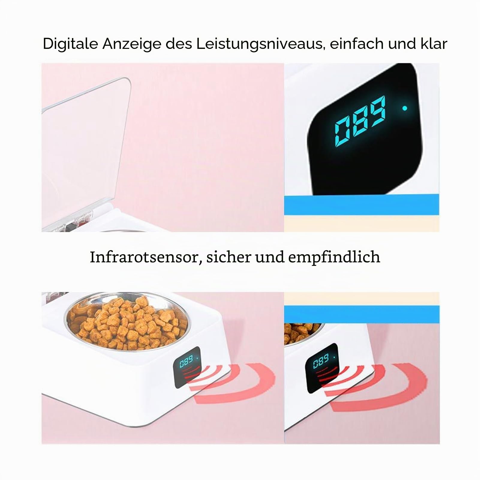 Automatischer Katzenfutterspender, Infrarot-Sensor, Aufklappbarer Futternapf, Deckel Zum Öffnen, Abnehmbarer Spender, Batteriebetrieben, Intelligente Haustier-Futtermaschine