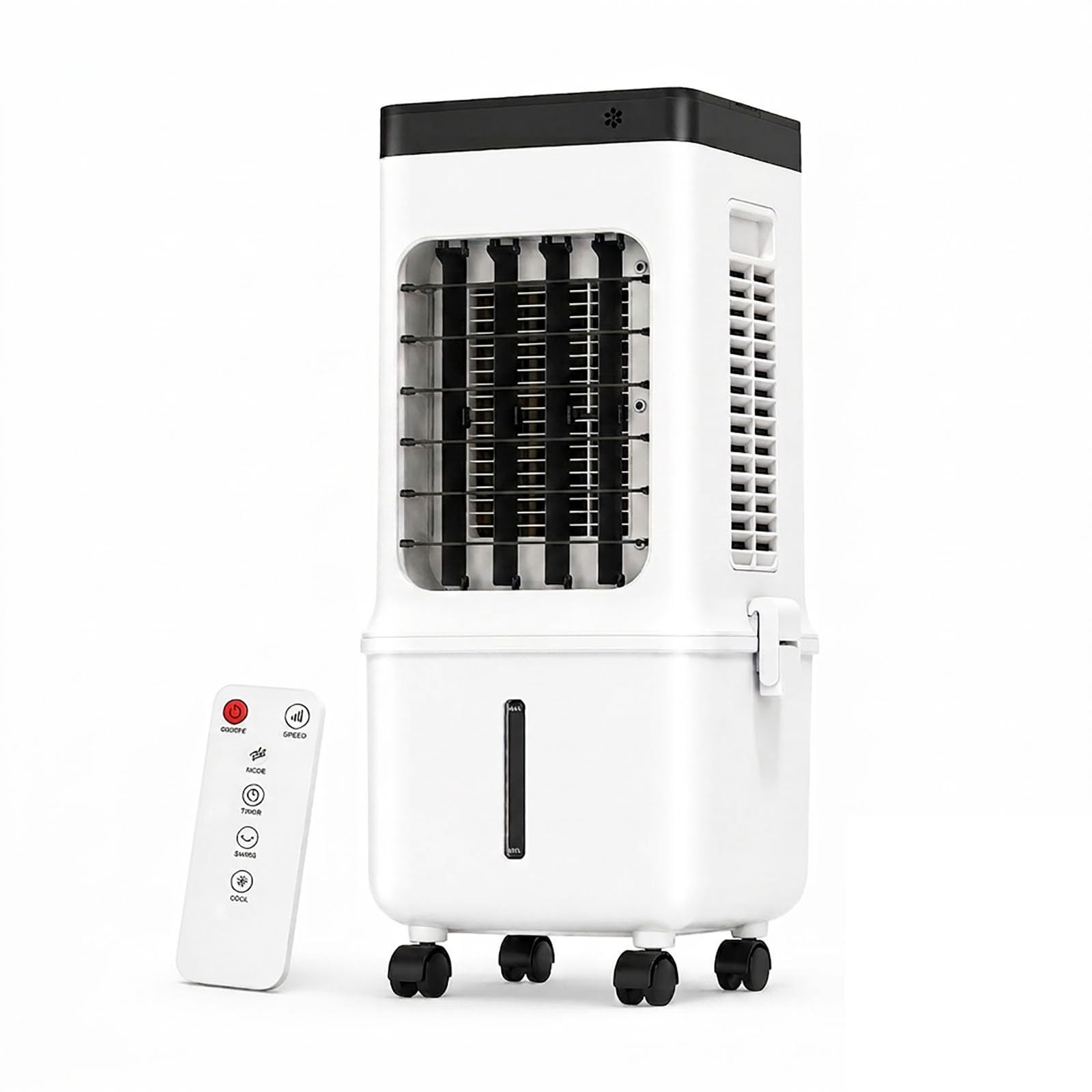Rinfrescatore d'Aria Portatile per Casa, Raffrescatore Evaporativo 4-in-1 con Serbatoio dell'Acqua da 4L & 4 Setti Ghiaccio,Telecomando per Camera da Letto Ufficio
