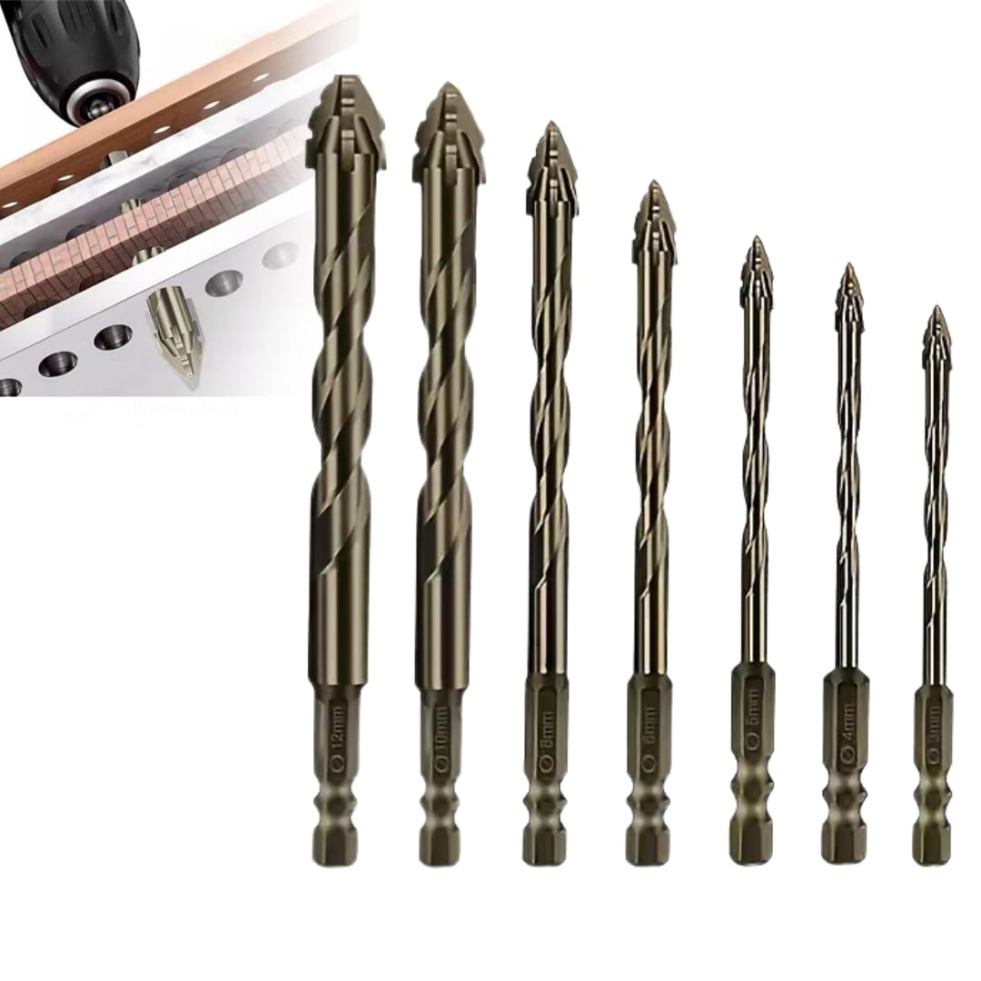 Drill Bits Set 7Pcs 3–12mm, Dry & Wet Metal Drill Bits Set | Heavy-Duty Carbide Tip Drill Bit Kit for Wall, Glass, Wood & Tile Projects-picture-28