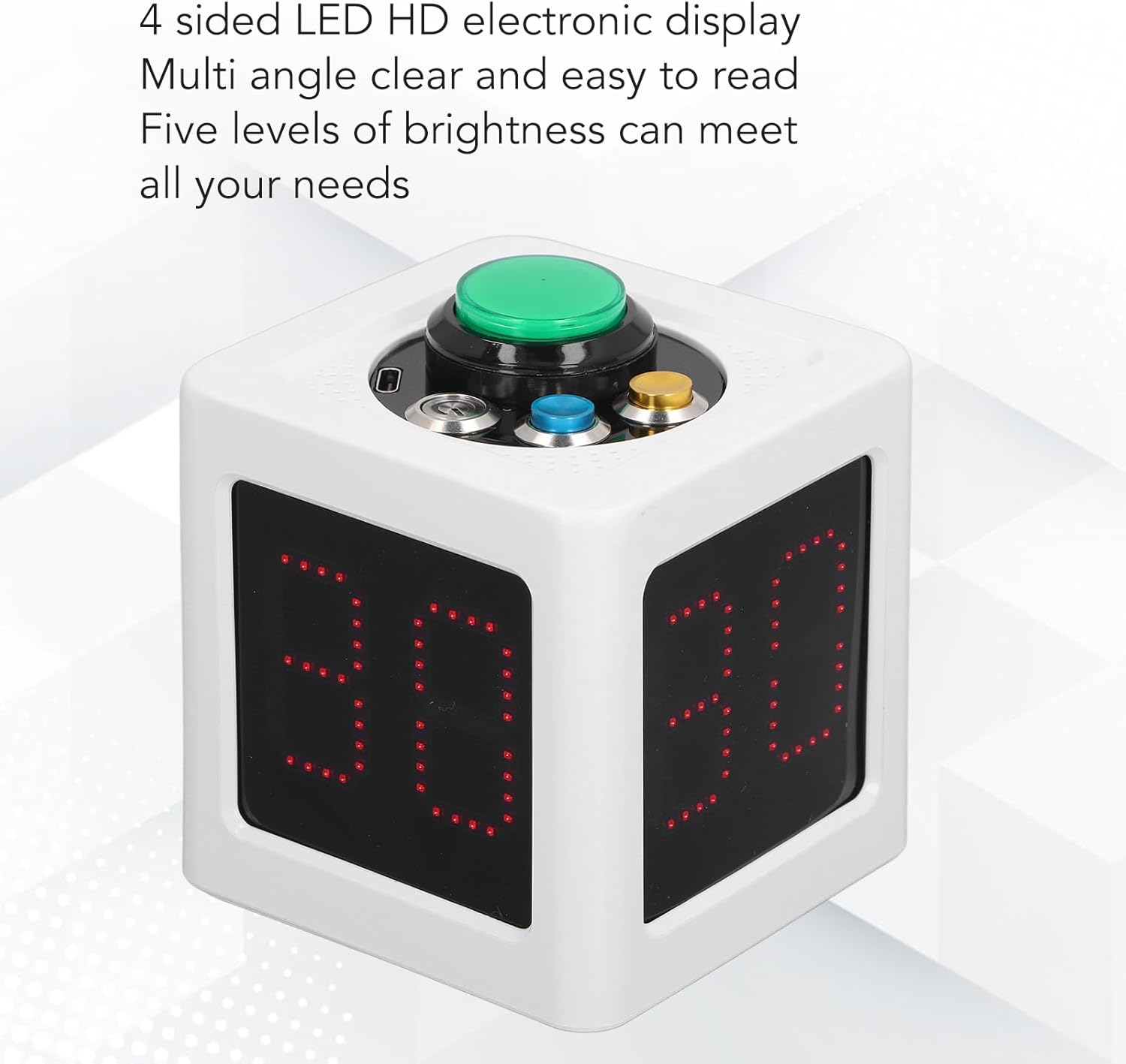 Poker Clock, Rechargeable Cube Timer with 1.4in LED Display and 2 Preset Times, for Casino Chess Tournament Games and Gift Giving