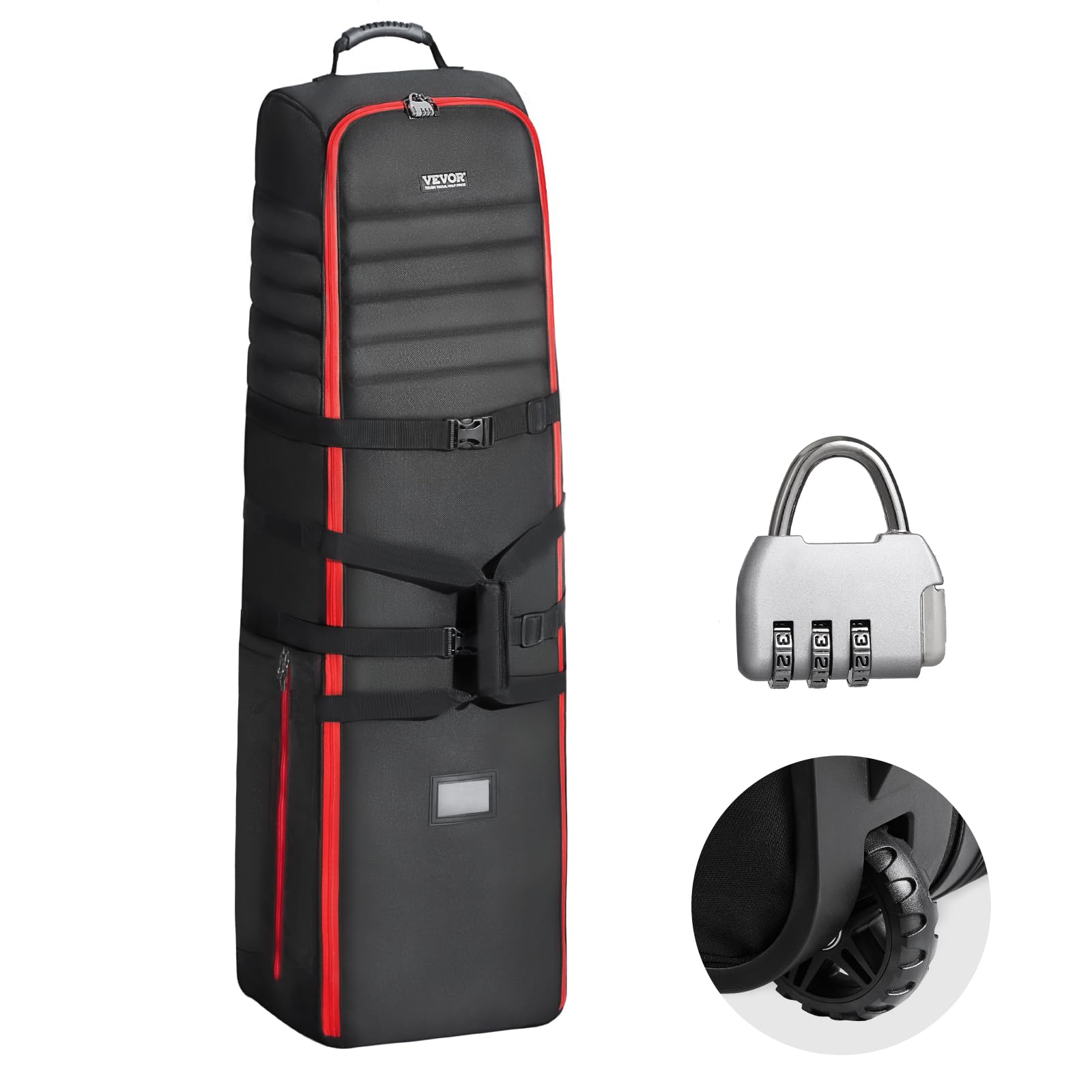 VEVOR Golf Travel Bag, Outdoors Soft-Sided Golf Travel Cover Case, Heavy Duty 1000D Nylon Wear-Resistant, Padded Luggage Case Cover with Wheels, Foldable Storage Bag for Airlines