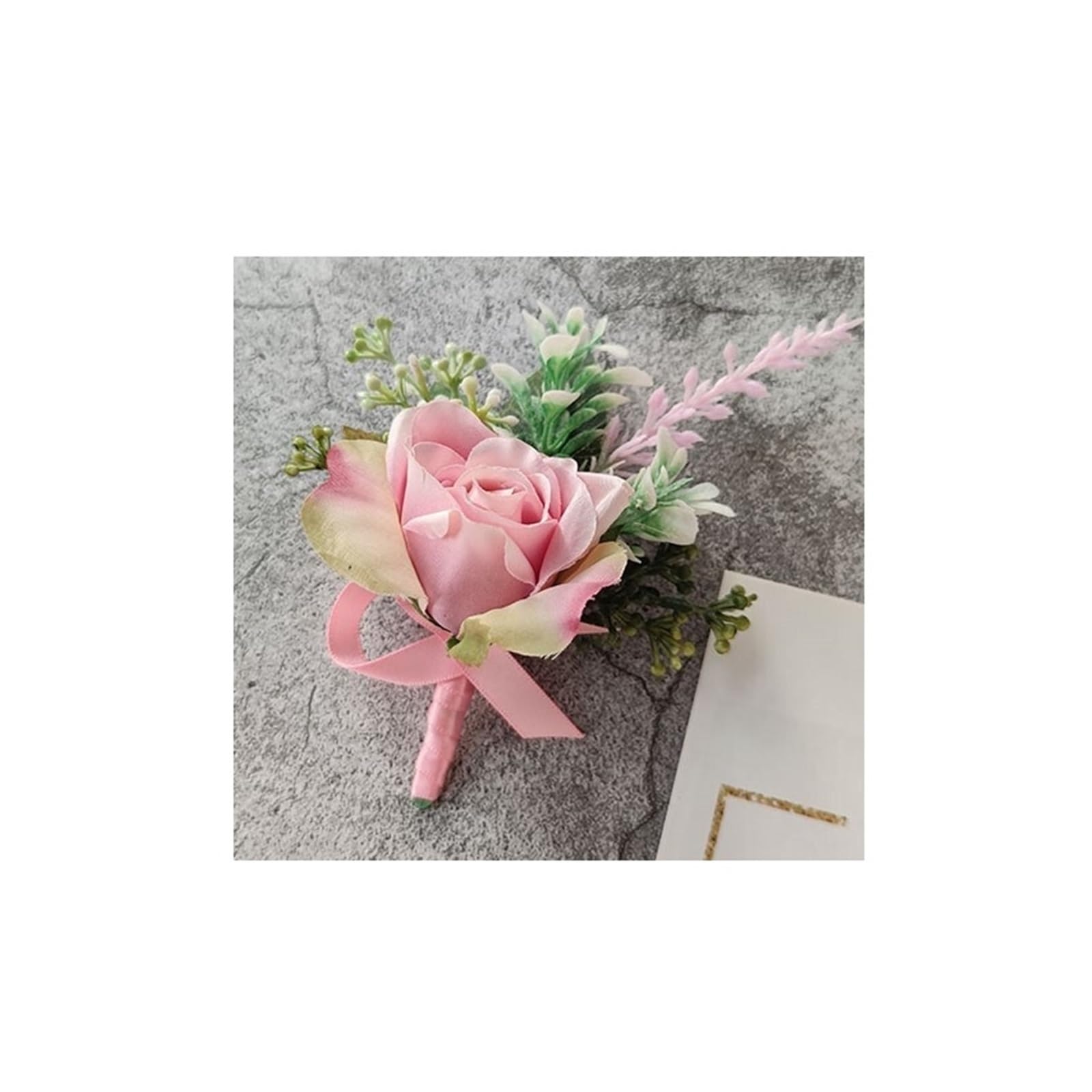 Boutonniere Hochzeit Bräutigam Corsage Hochzeit Boutonniere Rosa Rose Brosche Blumen Seide Anstecknadel Knopfloch for Gäste Ehe Zubehör(Boutonniere A)