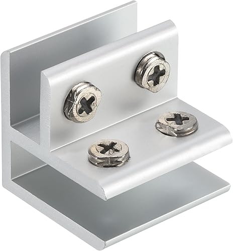 Miniatura 10 de uxcell Abrazadera de vidrio de 90 grados, para 0.551-0.669 in de grosor ajustable de doble cara soporte de estante de vidrio de aleación de