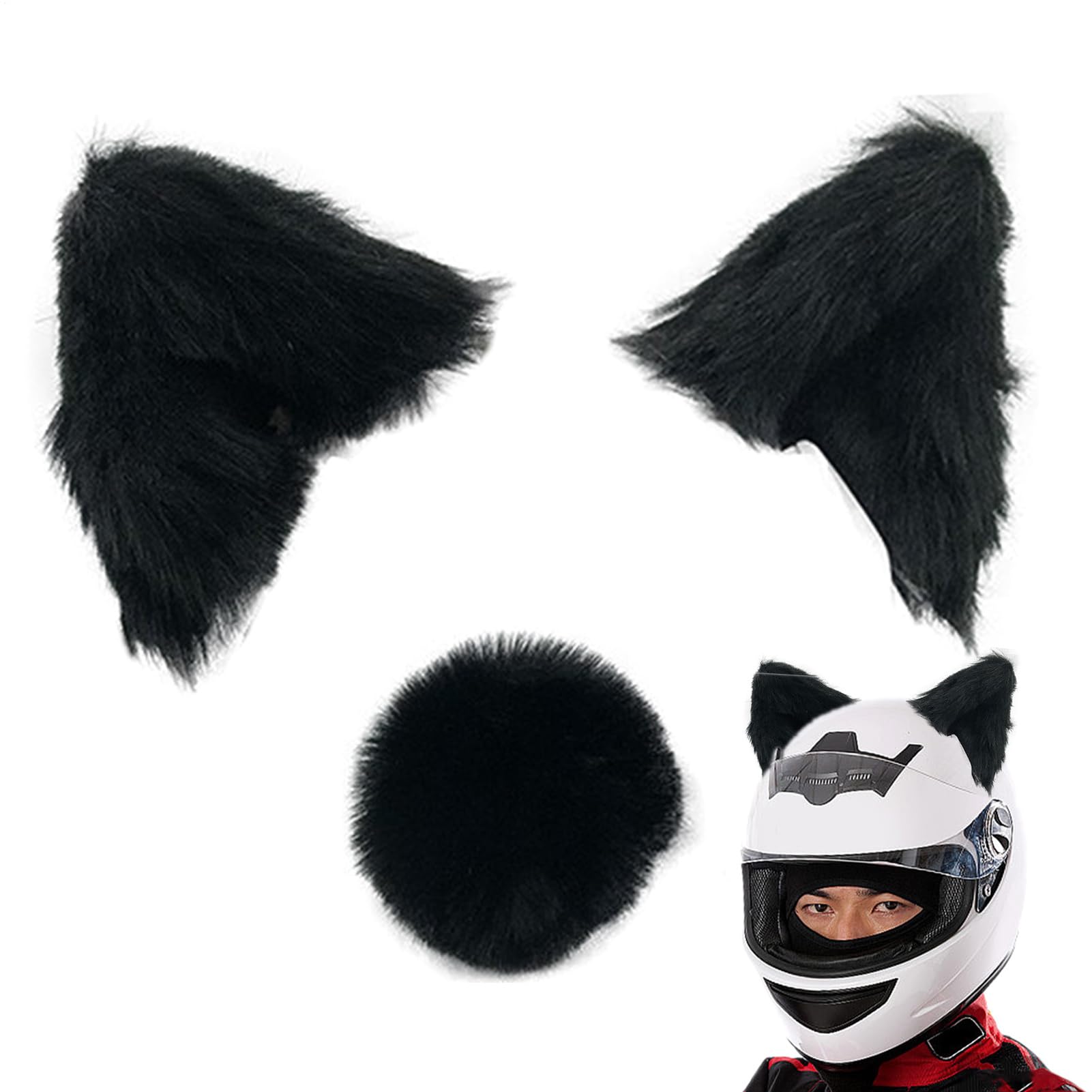 Orecchie da casco da gatto in peluche, copricapo da moto, accessorio decorativo per orecchie da, copertura morbida per casco, accessorio leggero e divertente, per bicicletta