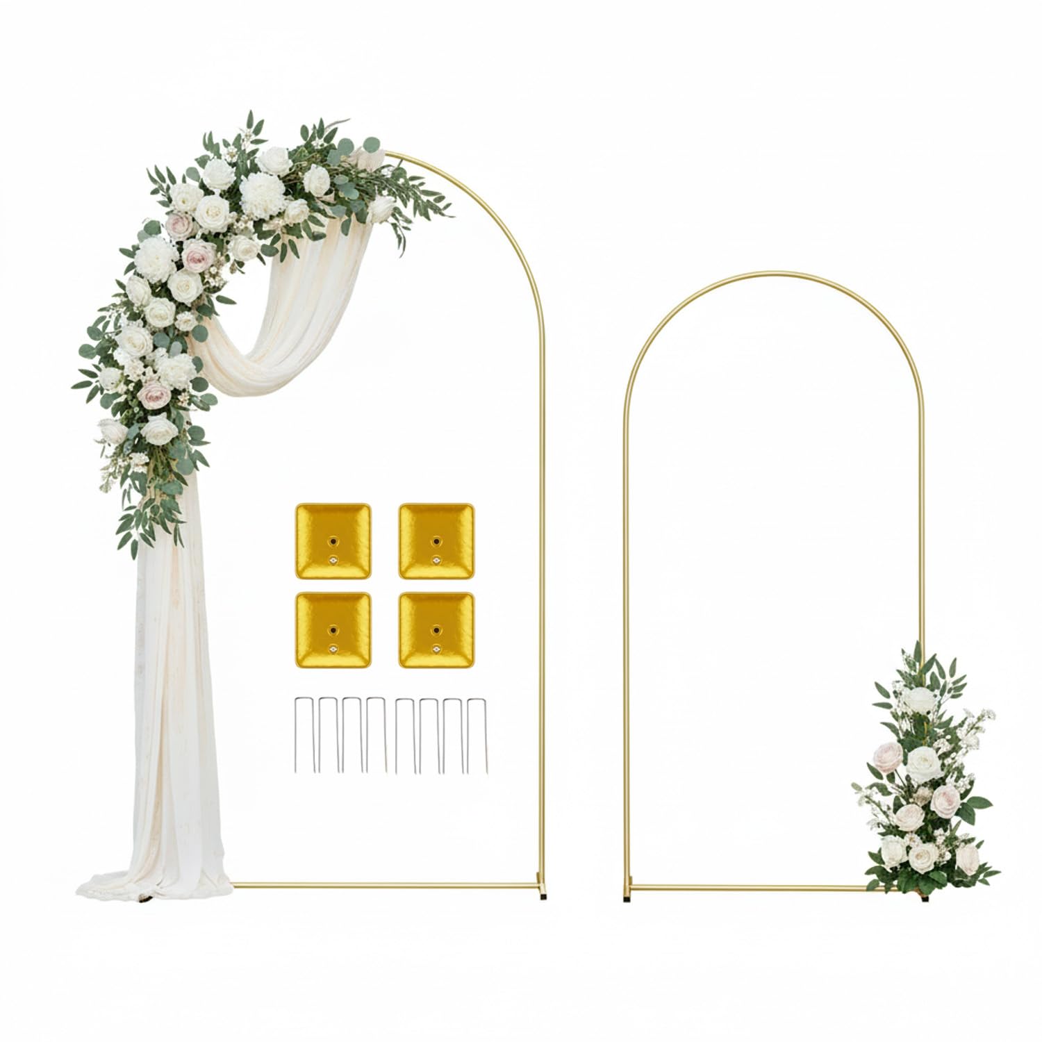 Acidea Lot de 2 supports pour arche de mariage, 2,2 m/1,8 m, cadre de fond avec clous de sol, sacs à eau pour fête d'anniversaire, fête prénatale, décoration de fête
