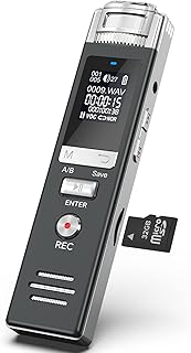 48GB Digital Voice Recorder, HoTiyan Digital Recorder with Playback, Voice Activated Recorder Portable Audio Recording Device with microSD Expansion, Tape Recorder with Password for Meeting/Lectures