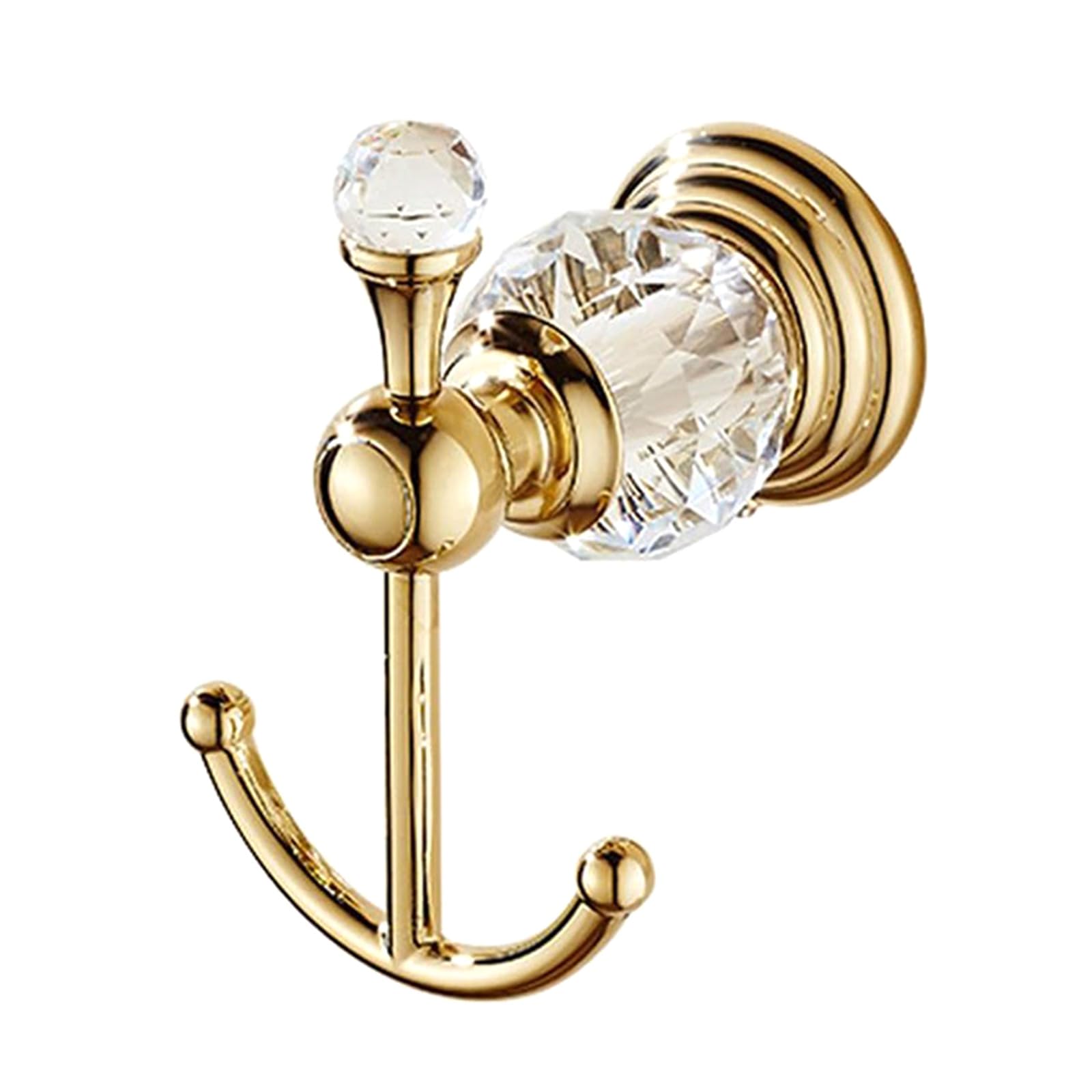 Ywluuoo Multicolor Shimmery Gold Crystal Wall Hook Heavy-Duty Zinc Alloy Bathroom Hanger For Towels & Robes Double Bathroom Hook