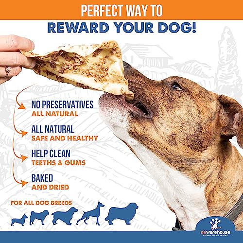 K9warehouse® - Jumbo Cow Ears Made with Bully Stick Flakes for Dogs - USA Packed, All-Natural Dog Chews - Great Alternative to Pig Ears, Lamb Ears, and Water Buffalo Ears