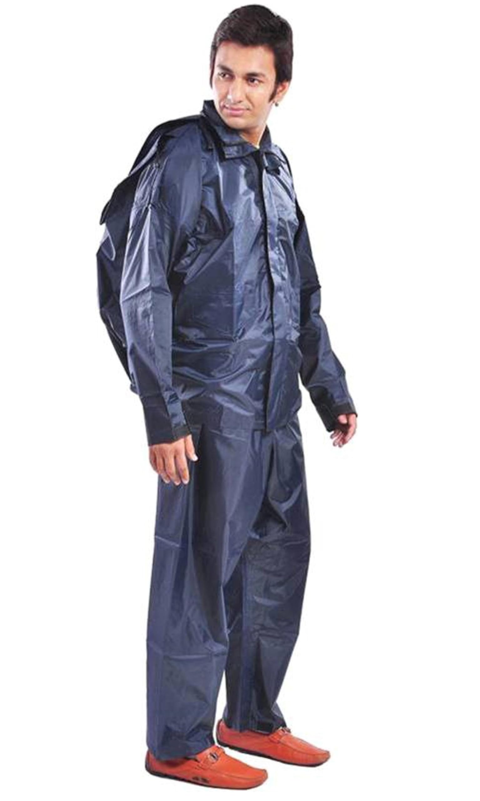 Unisex Rainsuit with Hood and Carry Bag (Raincoat for Women and Men-Black & Navy Blue)-image-41