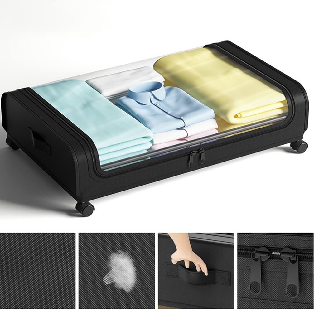 Contenitore Sottoletto Con Ruote Organizer Per Abbigliamento e Giocattoli Scatola Di Stoccaggio Trasparente Capienza Elevata Design Pratico e Sicuro Per Camera Da Letto