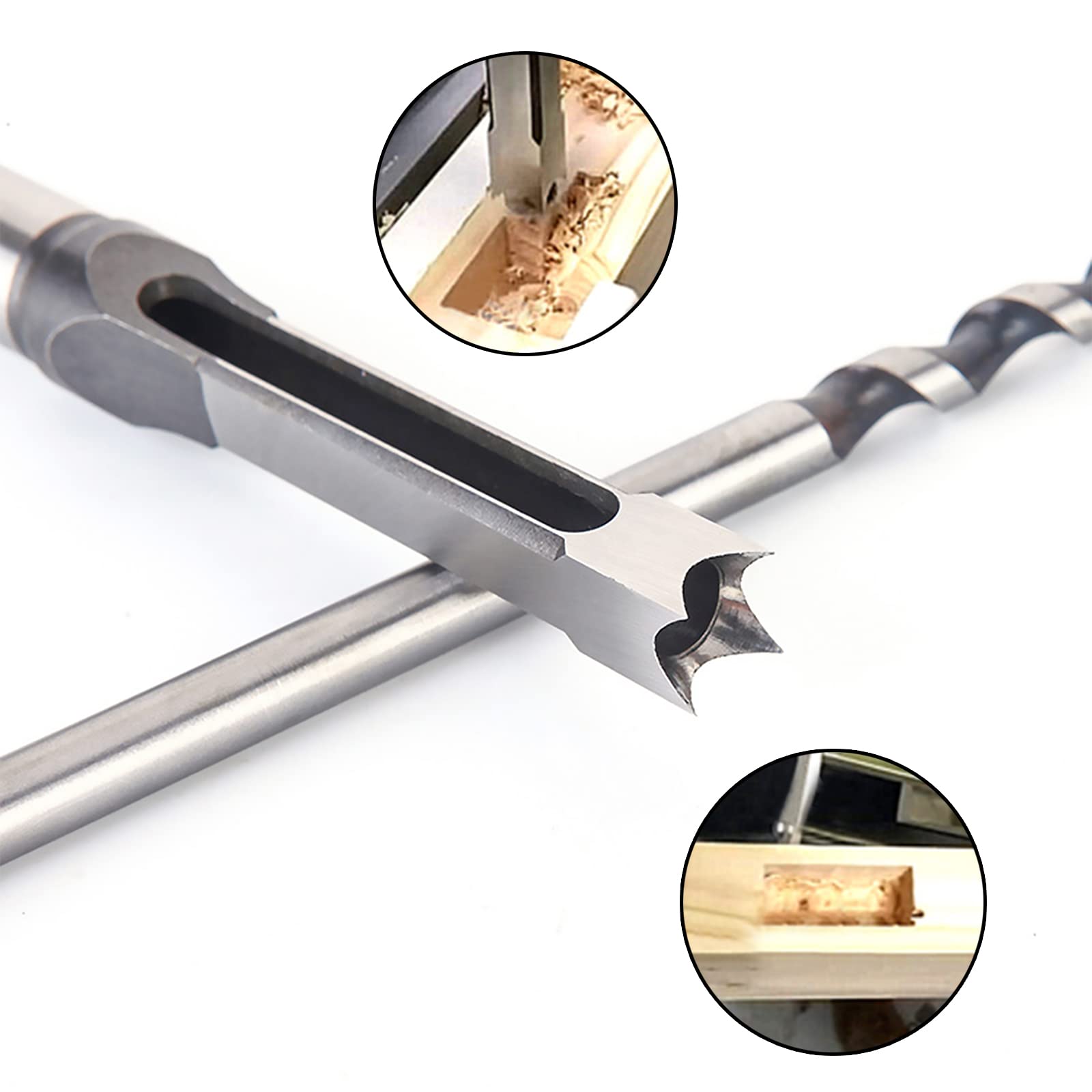 Professionele Houtboren Set Van 6 Houtboren Vierkant Gat Bédanes Hol Staal Gereedschapsset Voor Houtbewerking Vierkant Gat Boor Boorgat Beitel 6,4/8/9, 5/12,7/14/16 Mm Gatboor Set 6 Maten