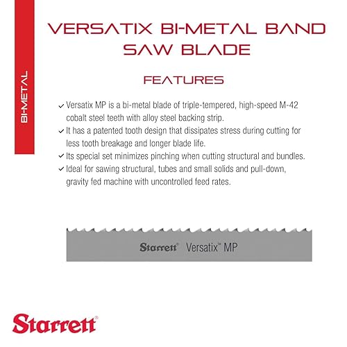 Miniatura 3 de Starrett Versatix MP - Hoja de sierra de cinta bimetálica con dientes de acero cobalto M-42, ideal para aserrar estructurales, tubos y sólidos