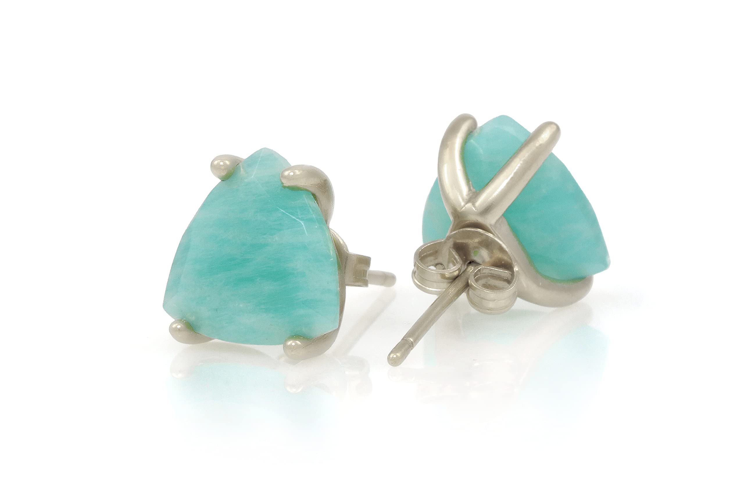 Orecchini di Amazzonite Blu - Orecchini Casuale per le Donne Tutti i Giorni - Gemma Naturale Orecchini Post, Orecchini di Cristallo, Orecchini Gioielli Moda - Materiale Personalizzabile
