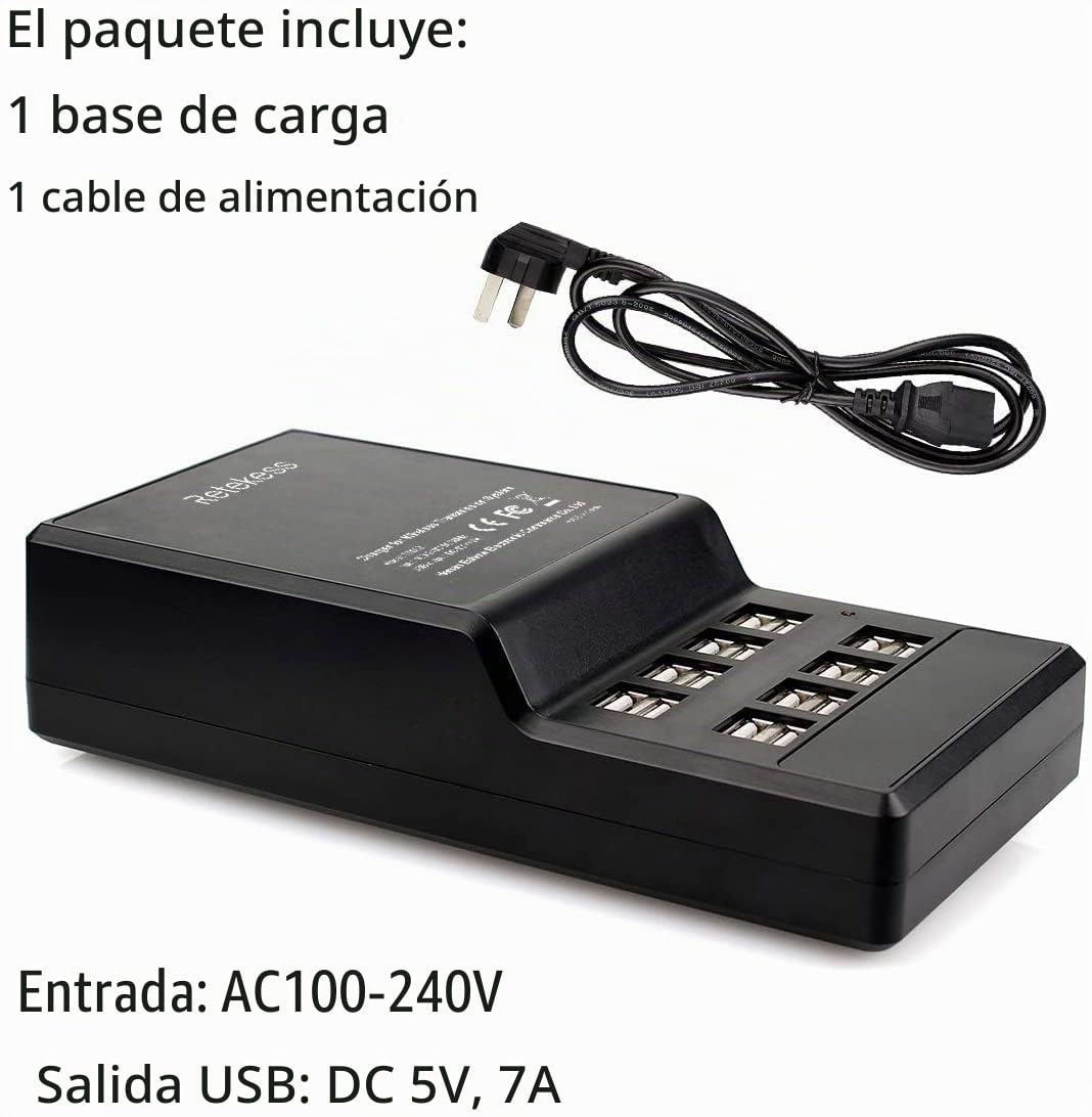 Retekess T130 Sistema de Guía Turística,Sistema de Guía Estación de Carga | para T130/T130S/T130P/T130U/TT126/TT106S/TT120/TT122/TT125/TT127/TA003S/TA003P, 16 USB Inteligentes,Carga Portátil