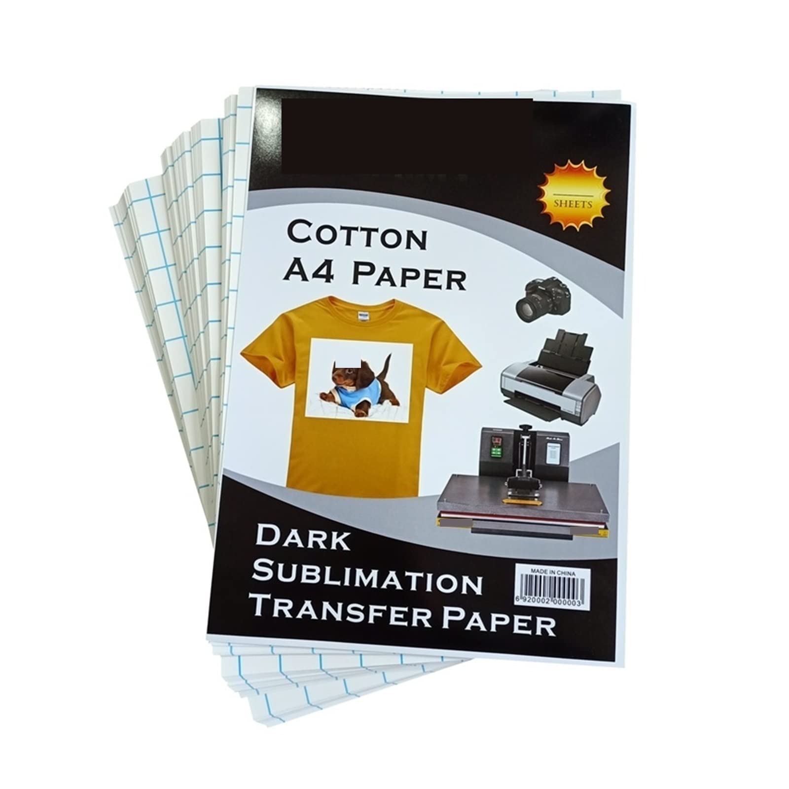 A4-Inkjet-Druckeisen, DIY, übertragene Farbe, Baumwollpapier, schwarzes T-Shirt, Wärmeübertragungspapier, Dunkles Stoffpapier Lucky (Color : 20 Sheets)
