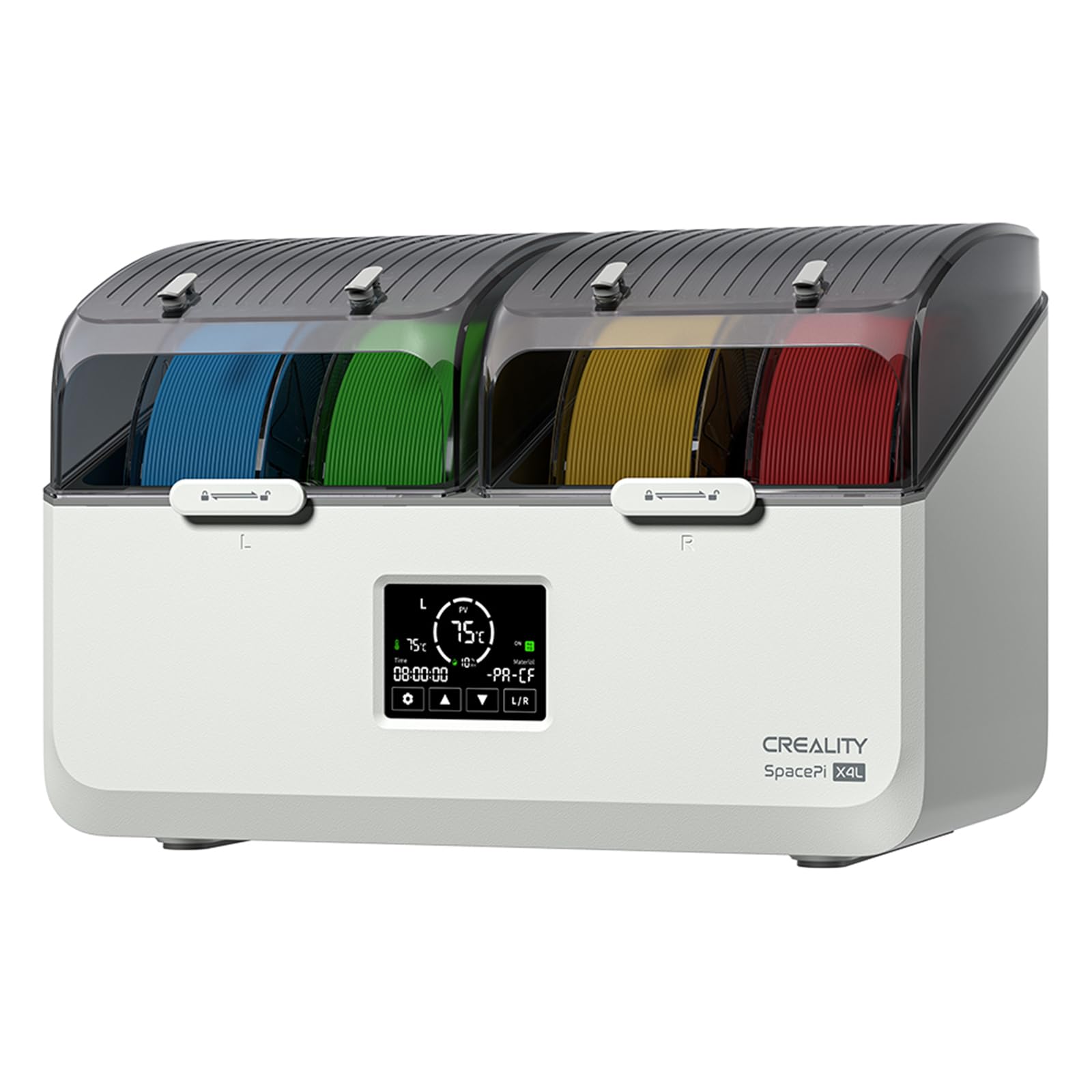 Creality Filament Dryer Box 4 Spools, Space Pi X4L Filament Storage Box, Max 85°C Temperature, Dual Independent Heating Chambers & Fan, Rapid Drying for PLA,PETG,TPU,ABS,PET,PC,ASA,PA,PAHT