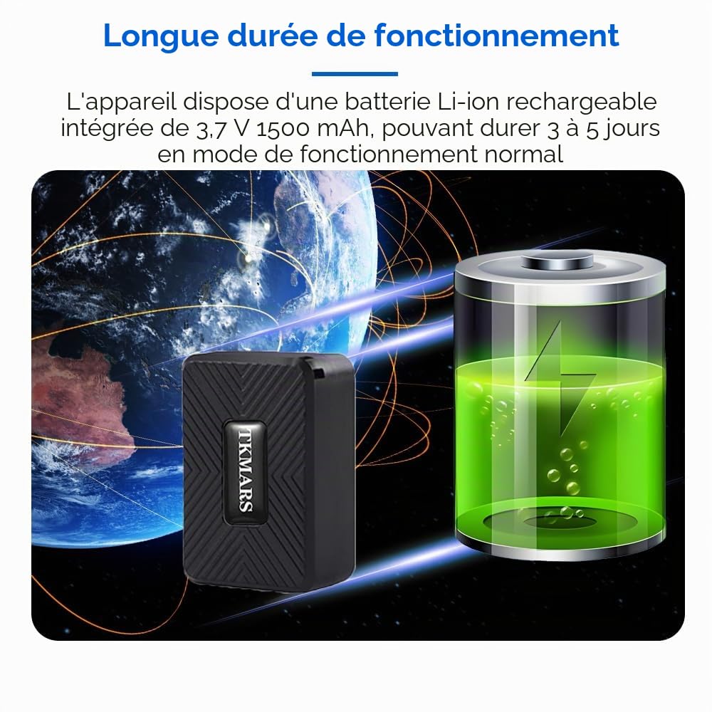 Micro Traceur GPS Tracker pour Voiture Moto Velo,Mouchard GPS 1500 mAh Positionnement Enfant Toutes 10s Alarme Aimant Puissant Localisateur Suivi Global Temps Réel