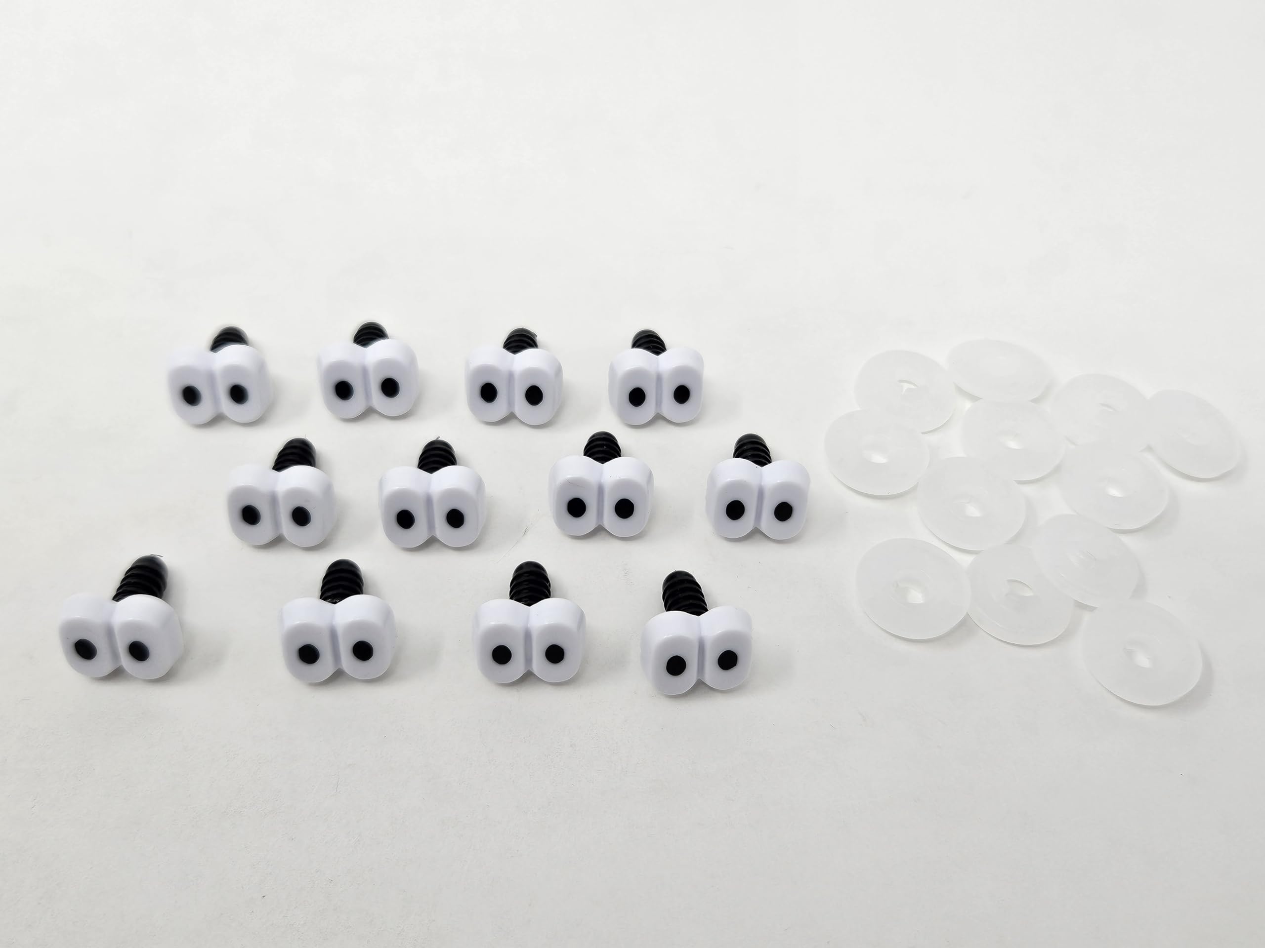 Zim's 12.5mm Black and White Comical Cartoon Double Connected Pair Plastic Safety Eyes for Craft Amigurumi Dolls, Toys or Puppets (Pack of 12)