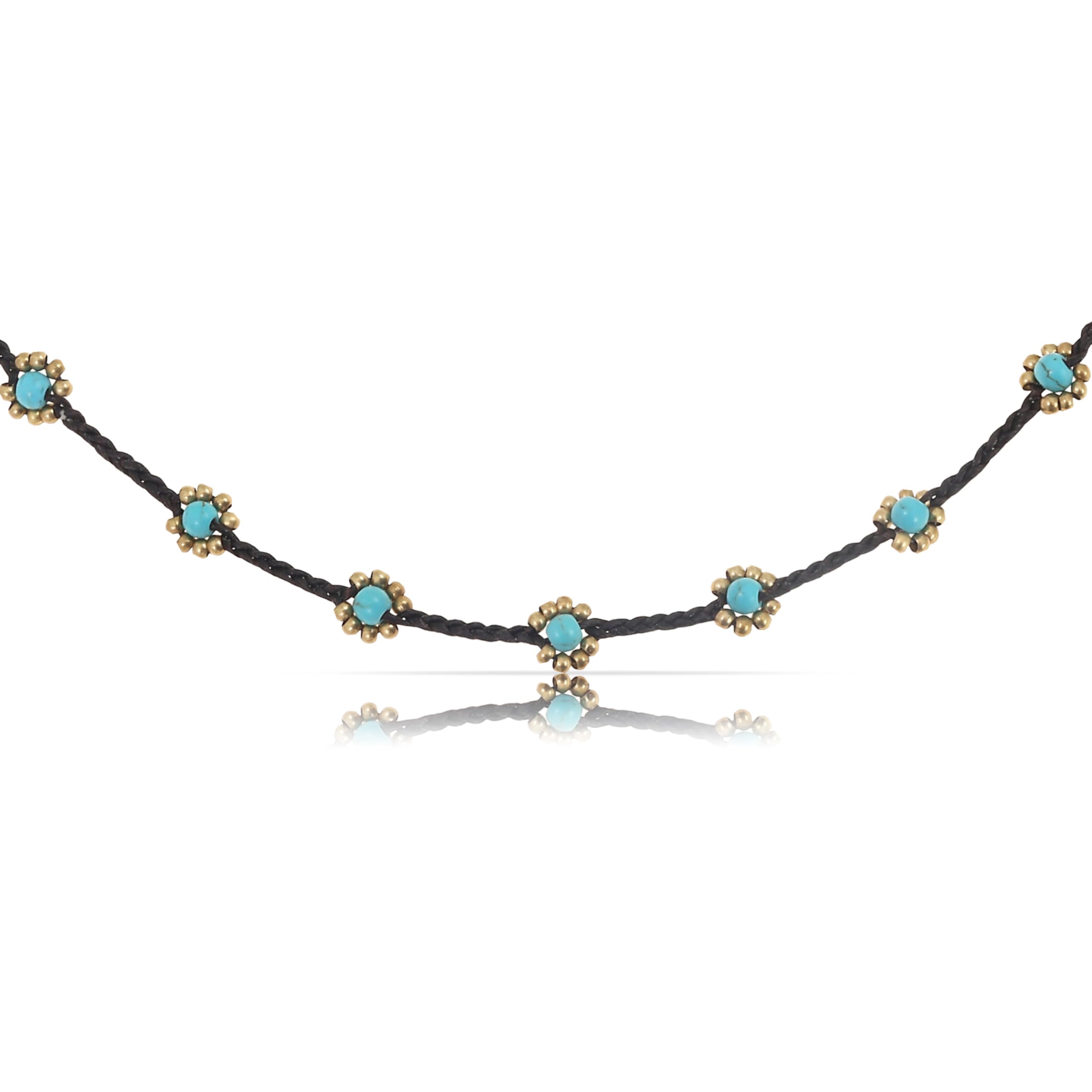 Made by Nami Collana da surfista con perline per donna - Accessori da spiaggia e da festival fatti a mano - Collana girocollo con perline Hippie e Boho
