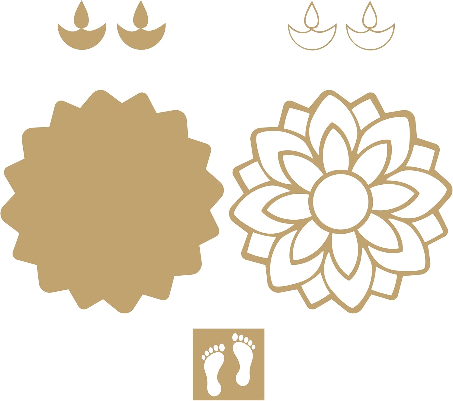 Round Shape Rangoli Mats, 11-Inch, Reusable Rangoli Set for Diwali & Home Decor, Traditional Rangoli Stencils, Portable Rangoli Templates