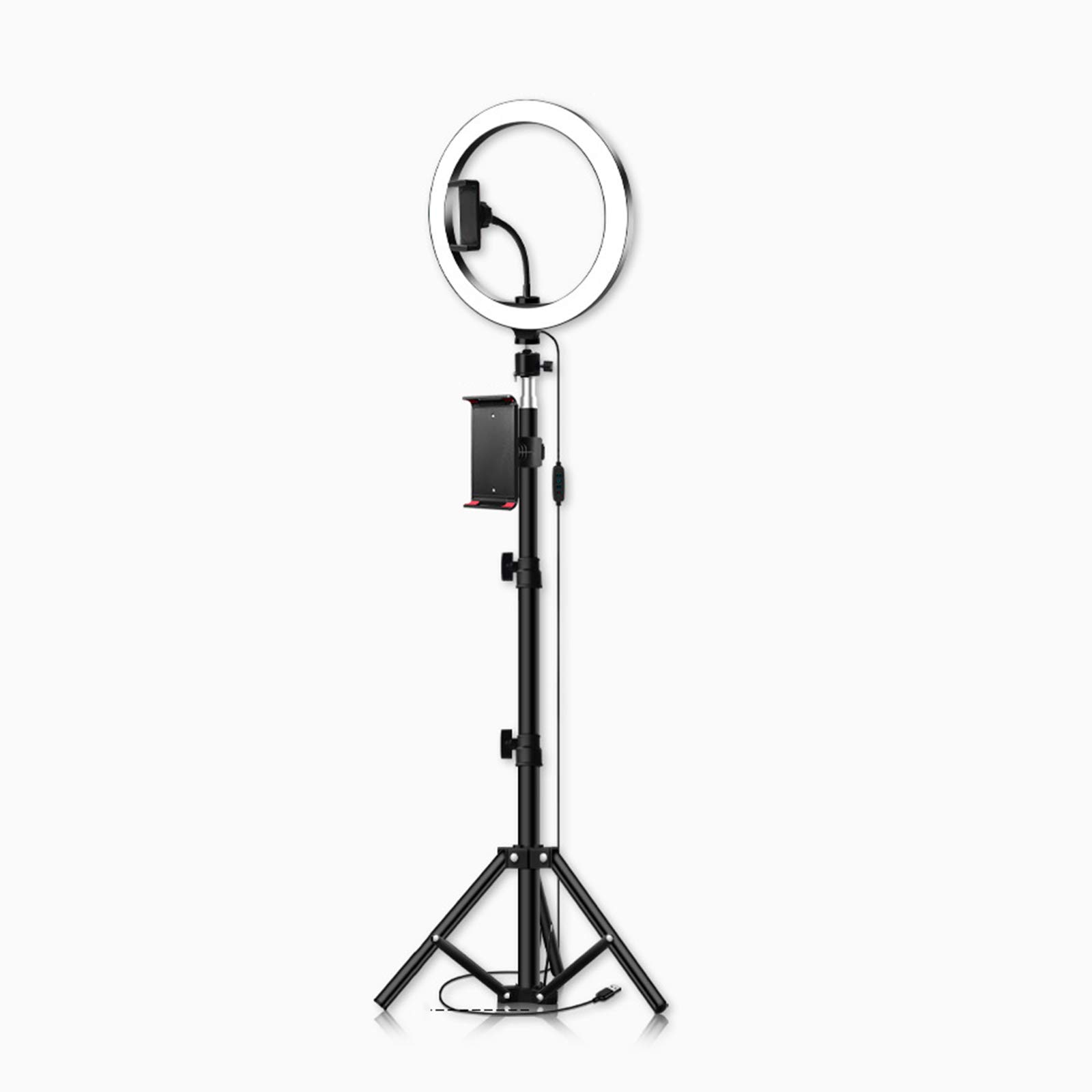 10" Luce ad Anello Treppiedi Luce per Selfie, 2 Clip per Cellulare Tablet, Dimmerabile Selfie Ring Light per Youtube, tik tok, Trucco, Fotografia