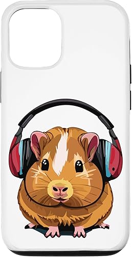 Miniatura 4 de iPhone 12 mini conejillo de indias divertido con auriculares, lindo estuche de conejillo de indias