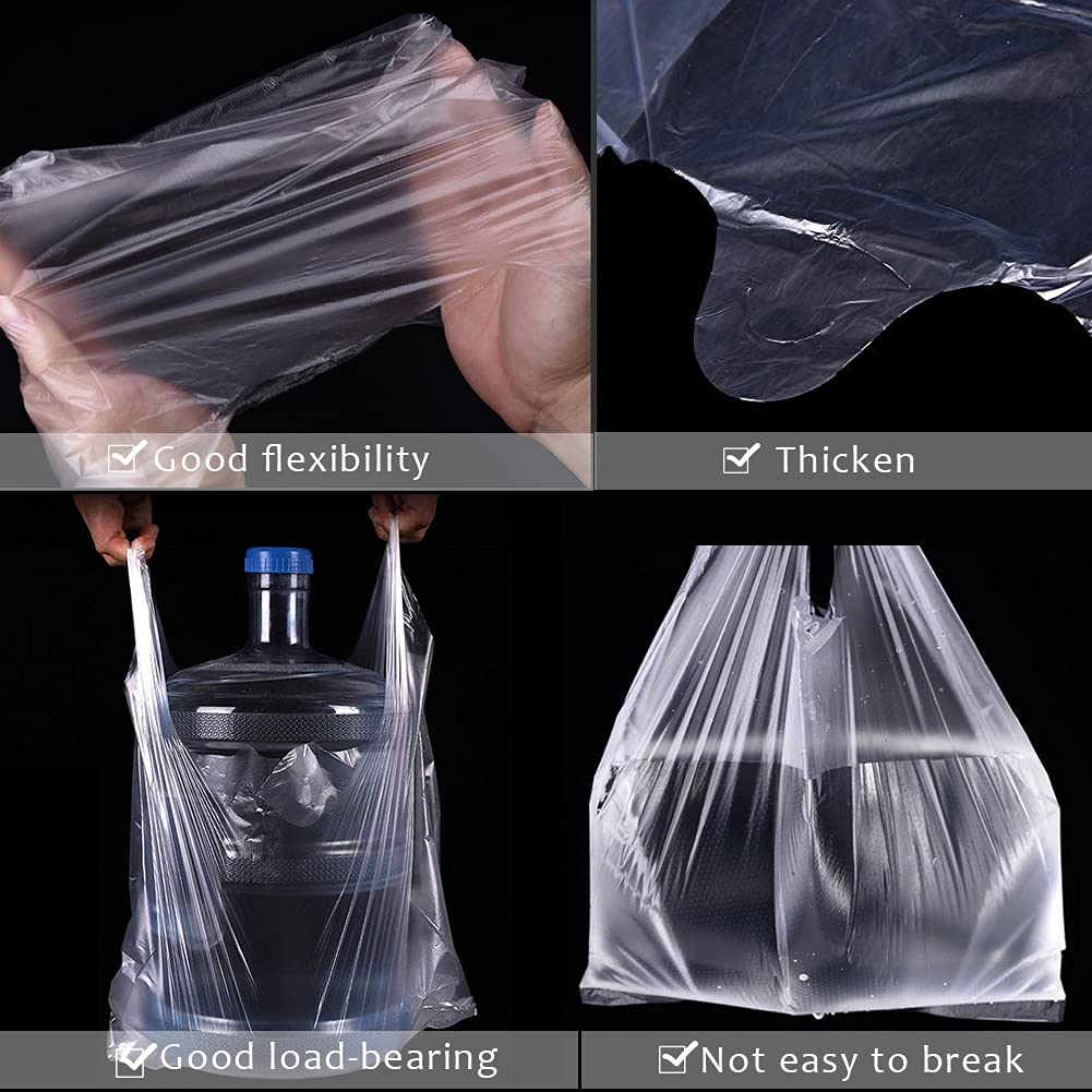 200 pz Sacchetti Trasparenti in Plastica con Manici Gilet Stile Sacchetti Buste per Spesa Nuovi Materiali riutilizzabile - 30 * 45cm