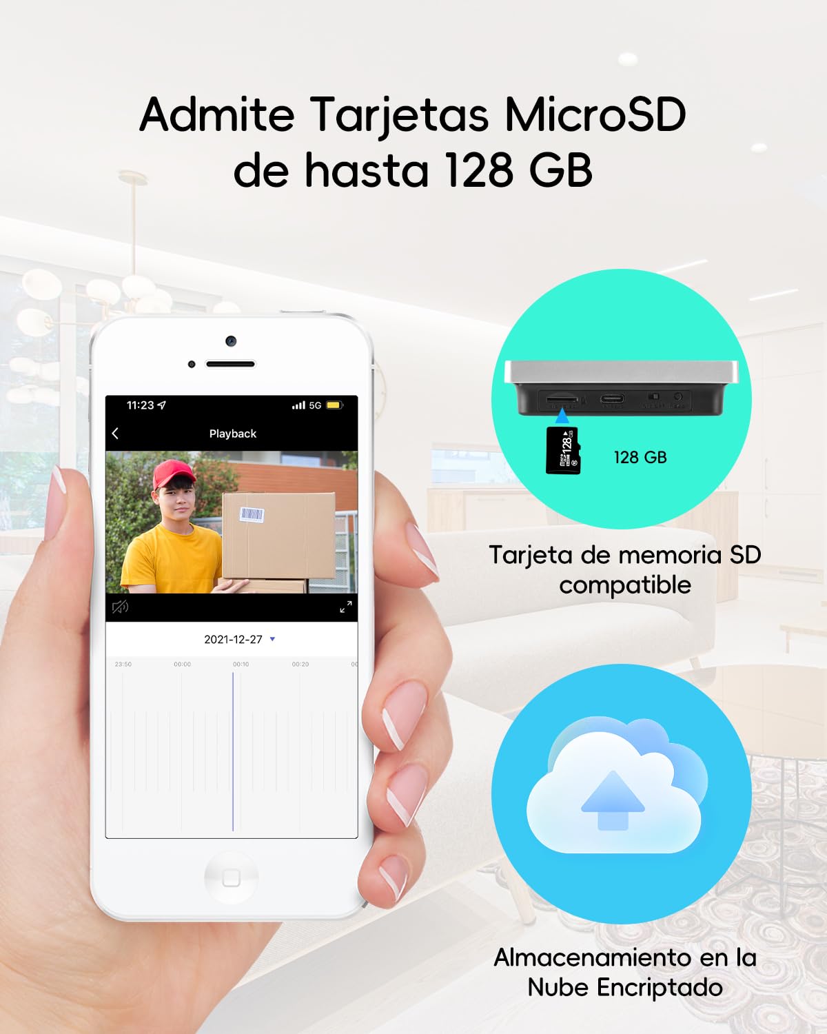 JeaTone Mirilla Digital Puerta Wifi,Mirilla Puerta con Batería Recargable 5000mAh,Mirilla Digital con 1080P Camara Puerta Mirilla,PIR Detección de Movimiento,Audio Bidireccional,Ángulo de Visión 158°