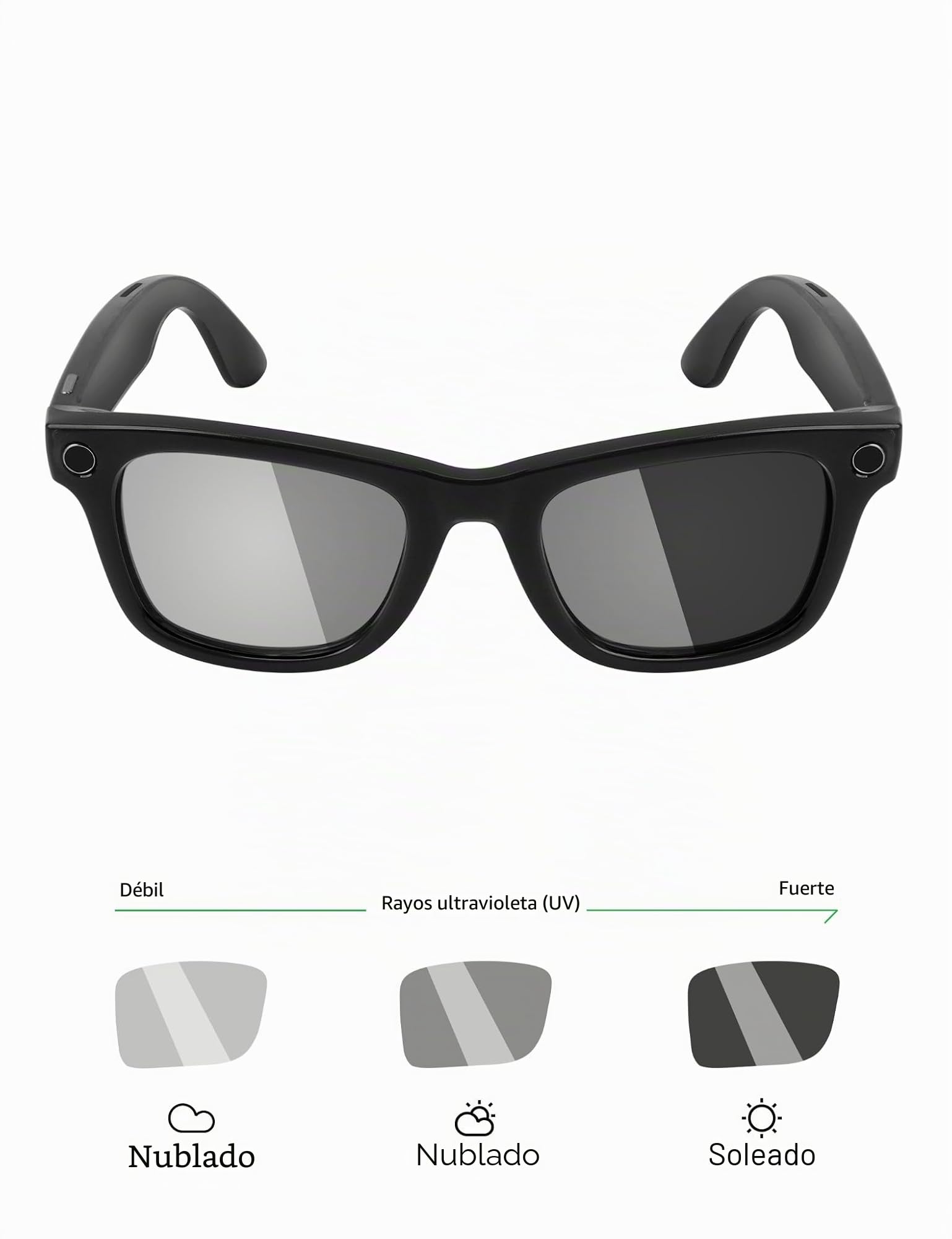 Mryok Lentes de repuesto UV400 compatibles con Ray-Ban Meta Wayfarer RW4006 50 mm, fotocromáticas grises anti luz azul