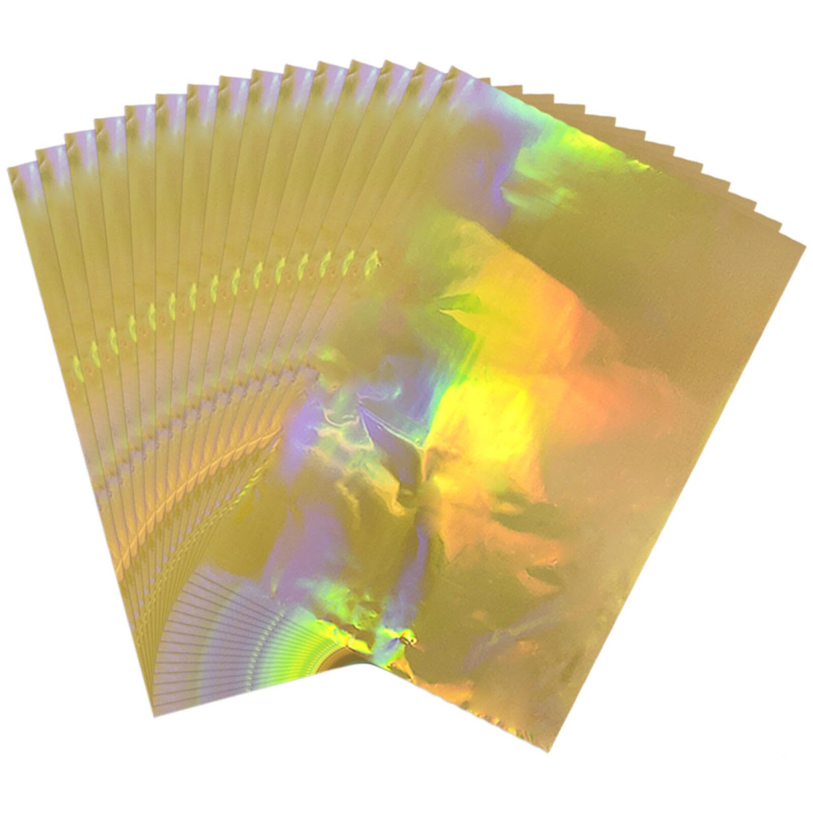 CYFUN DESIGN 50 Pieces Toner Reactive Foil for Laminator, 20x29cm/7.9x11.4inch Foil Paper for Toner Foiling Scrapbooking Craft Projects Card Making, Foil by Laser Printer and Laminator (Laser Gold)