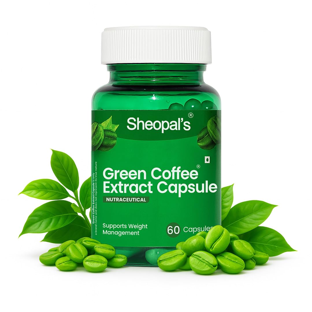 Sheopals Green Coffee Extract Capsules | Natural Fat Burner Supplement | Supports Weight Management & Metabolism | Rich in Chlorogenic Acid | 60 Veg Capsules