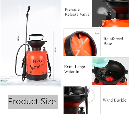 Miniatura 2 de Pulverizador a presión para césped y jardín, para rociar plantas, riego de jardín, malas hierbas y plagas (0.8 galones)