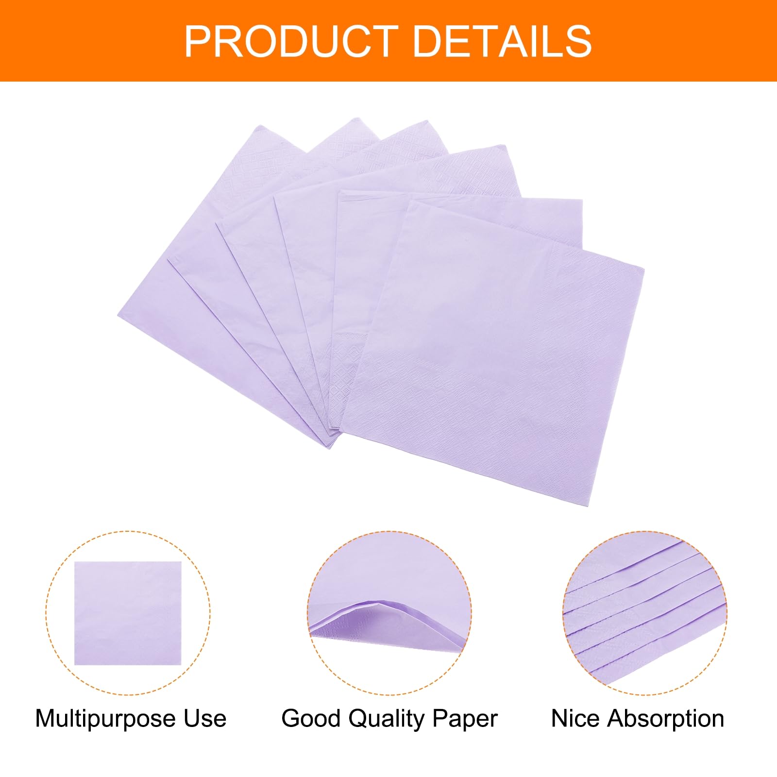 uxcell Servilletas de cóctel, paquete de 200 servilletas desechables cuadradas de 2 capas de 25.4 x 25.4 cm, servilletas de papel para cena, boda, fiesta de cumpleaños y uso diario