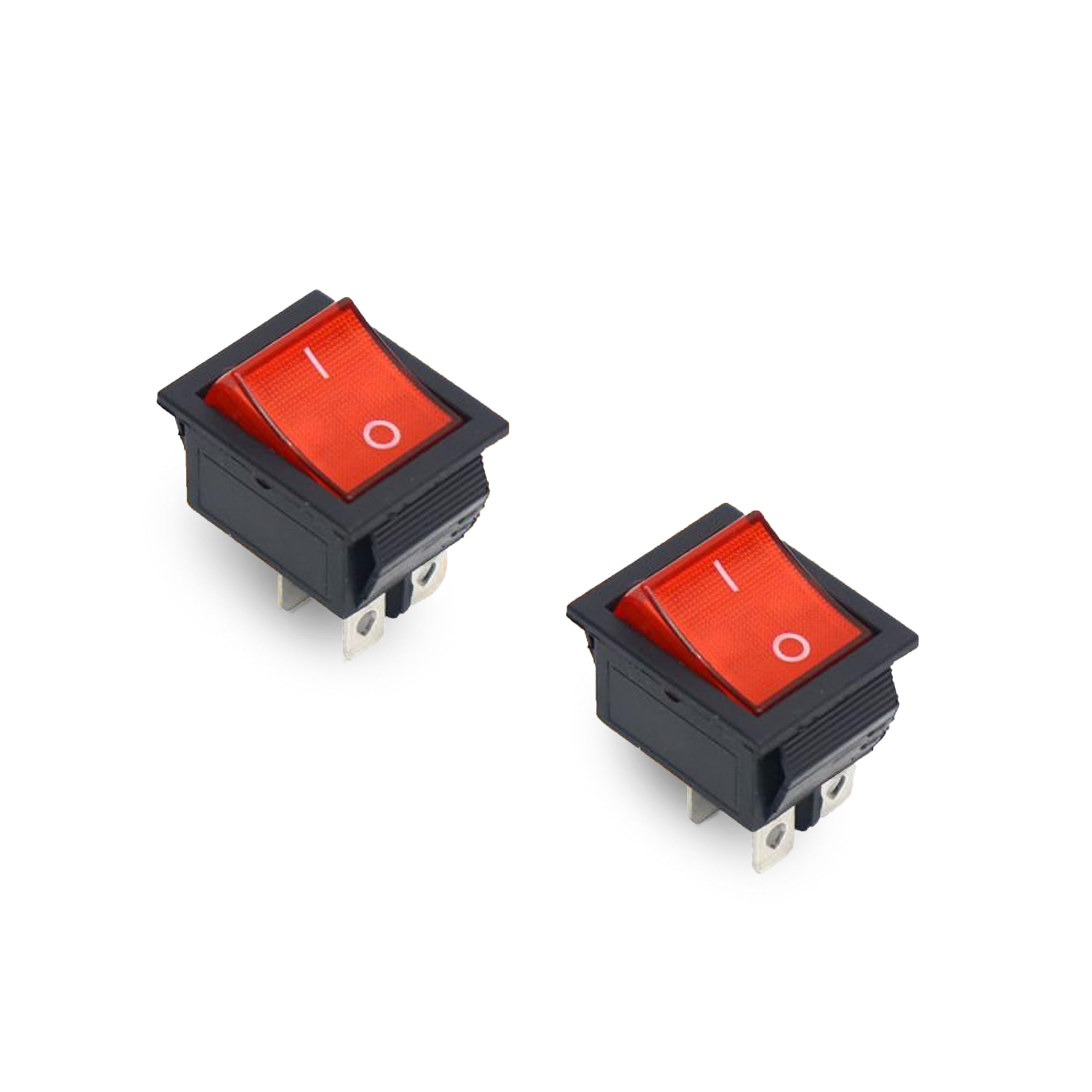 Electronic Spices Pack of 2 On-Off Rectangle Rocker Switch 220V DPDT Red Indicator Light 4 Pin big Rocker Switch