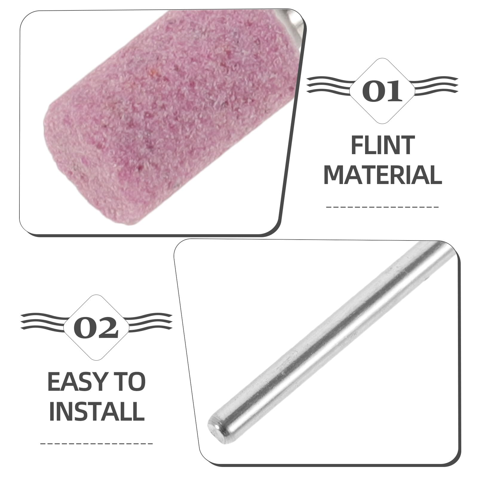 Healeved 50 Punte Mola Abrasiva Montata in Pietra 3x6 Mm Rosa per Trapano, Punte per Rettifica Professionale Utensili Rotanti, Set da 10 Pezzi per Molatura e Lucidatura Industriale