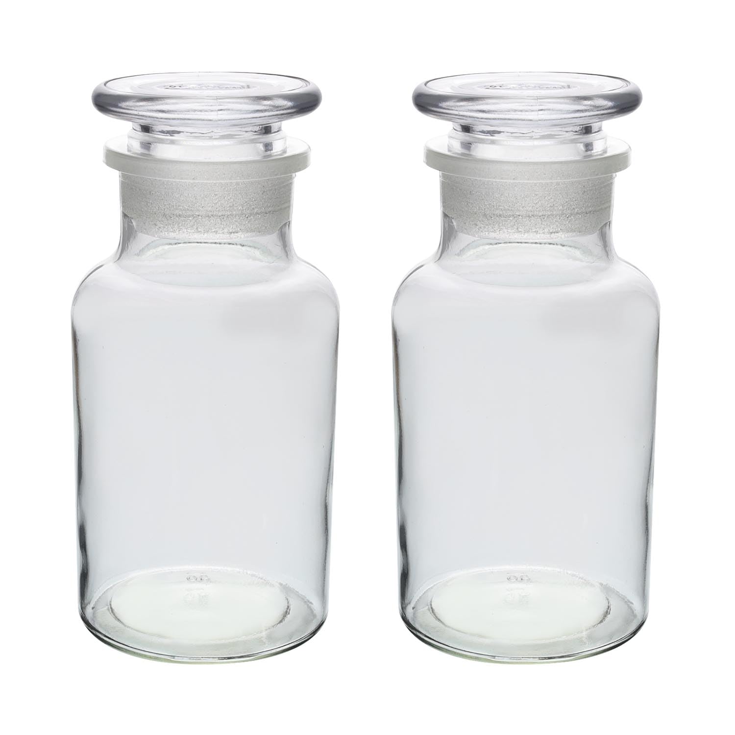 Unique Home Living Clear Uhl Apothecary Jar Set Of 2 Reagent Bottles, 250Ml Glass Storage Jars With Lid, Vintage Reusable Container Refillable Bottles For Essential Oils, Bath Salts, Lotion, Perfume