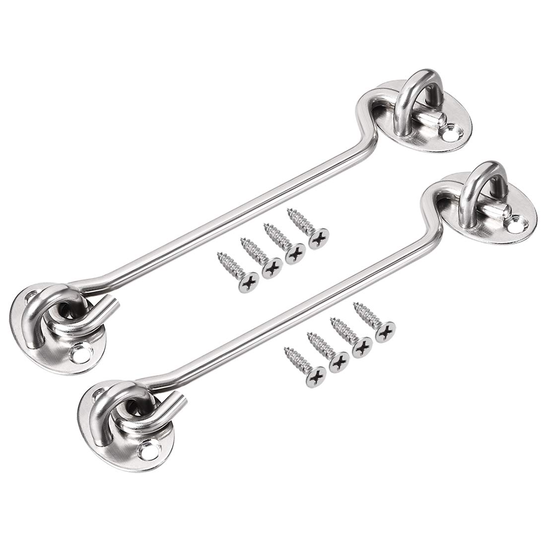 SFJSFIMQ Hook and Eye Latch Gate Bolt Lock,6" Cabin Door Swivel Window with Mounting Screws 2pcs Button
