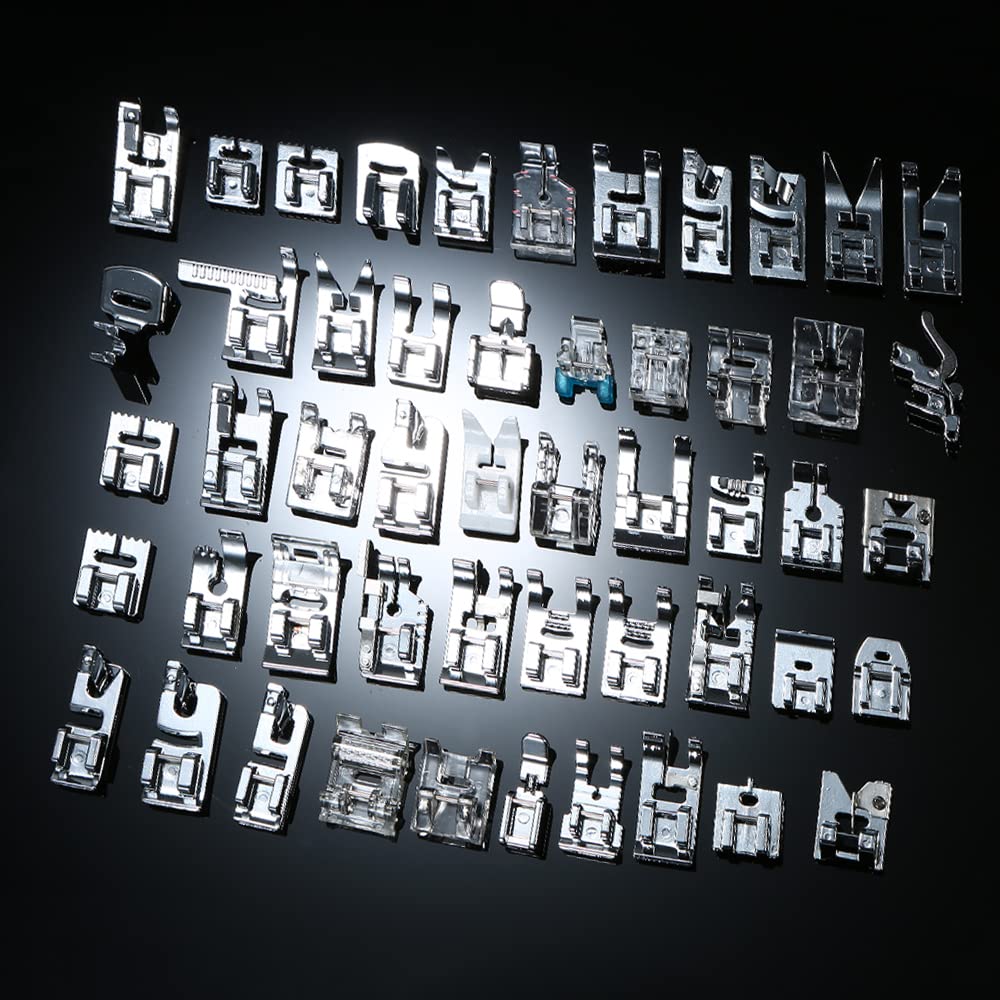 Fafeicy 62 PCS Kit di Piede Presser, Set di Piede di Cucitura in Plastica in Metallo Professionale per la Maggior Parte delle Macchine da Cucire per la Casa con a Bassa Gamba