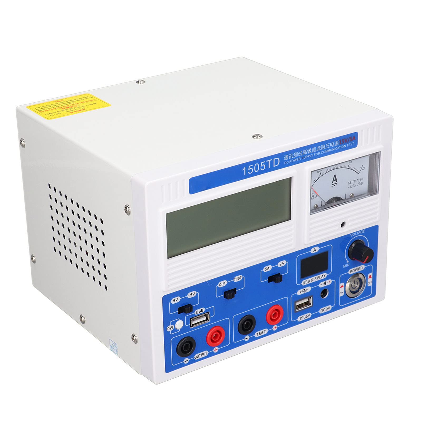 Hyuduo Fuente de Alimentación de CC Fuente de Alimentación de Banco Ajustable Entrada de 220 V CA Pantalla LCD Bloqueo de 5 V Salida USB de Regulada Variable para Pruebas de Laboratorio de Reparación