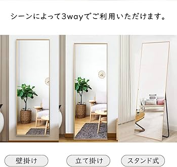 全身鏡 160x50cm 姿見 全身ミラー スタンドミラー 3WAY 壁掛け 全身鏡 160x50cm 姿見 全身ミラー スタンドミラー 3WAY 壁掛け 楽天