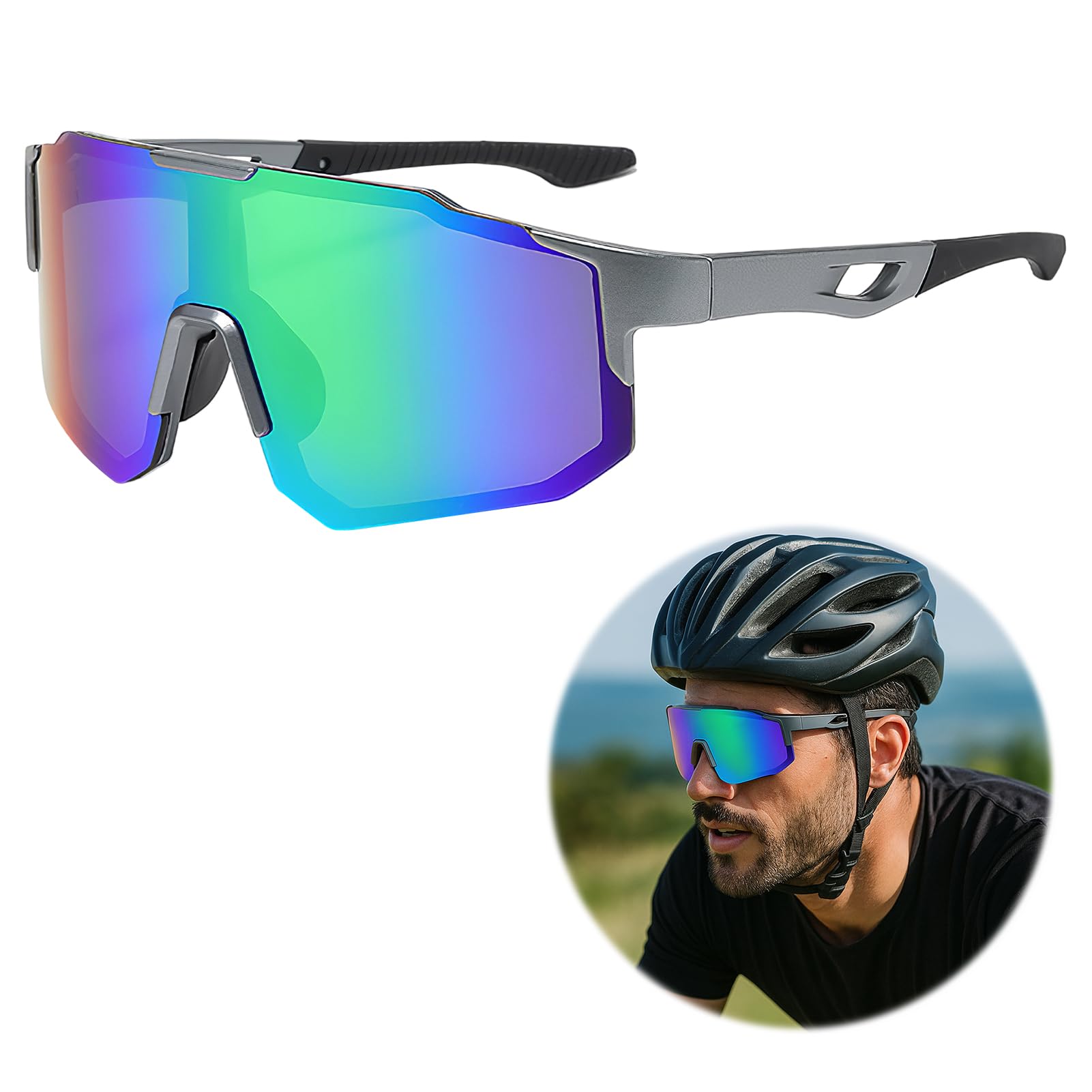 Lunettes de soleil polarisées pour le sport Lunettes de protection pour vélo Adaptées à la conduite de moto/au baseball/à l'escalade/à la course à pied/à la pêche Unisexe