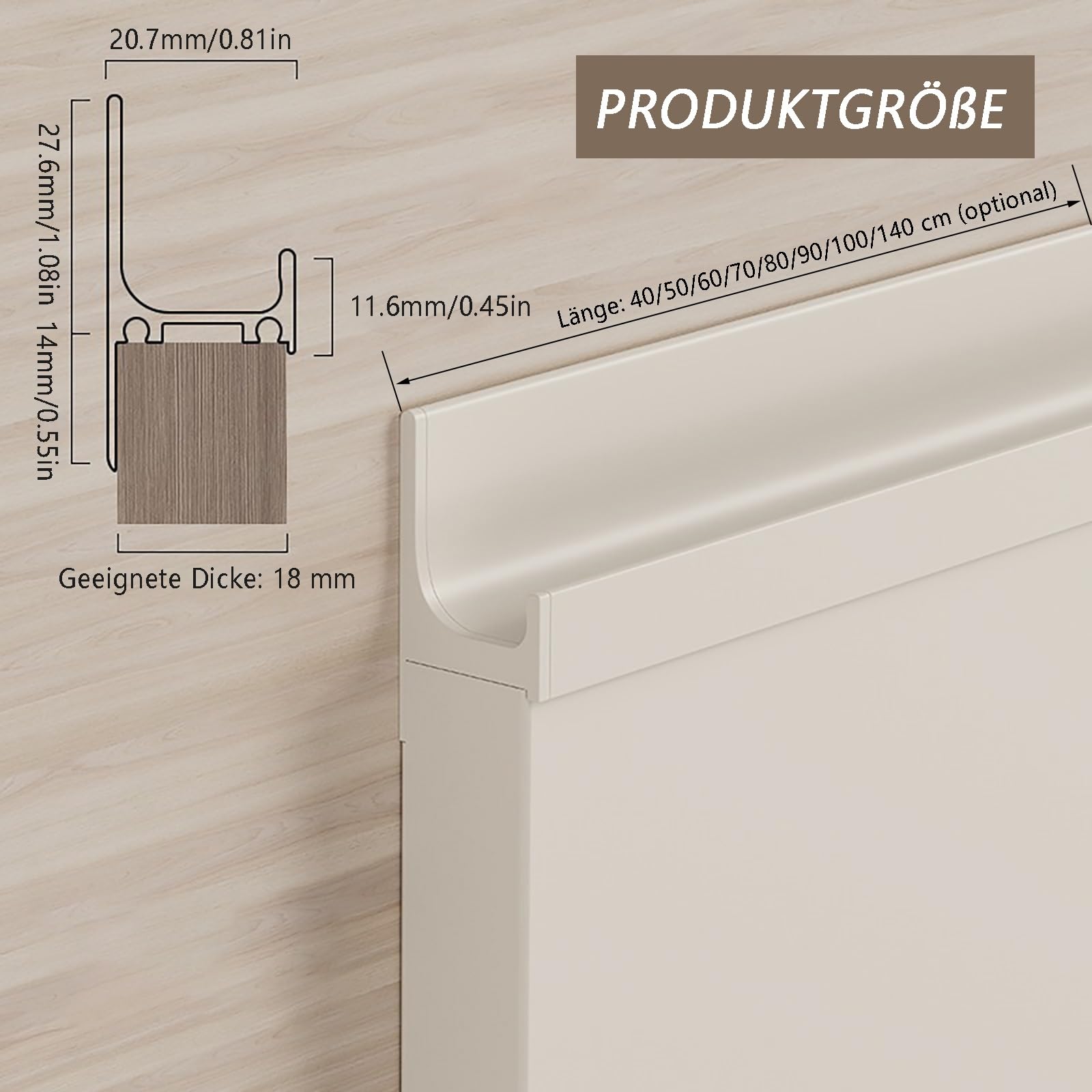 Generisch Türgriffe Aluminium Möbelgriffe für Schrank, 40-140 cm, langlebig und elegant, ideal für Haustüren und Innenräume, 2er Set
